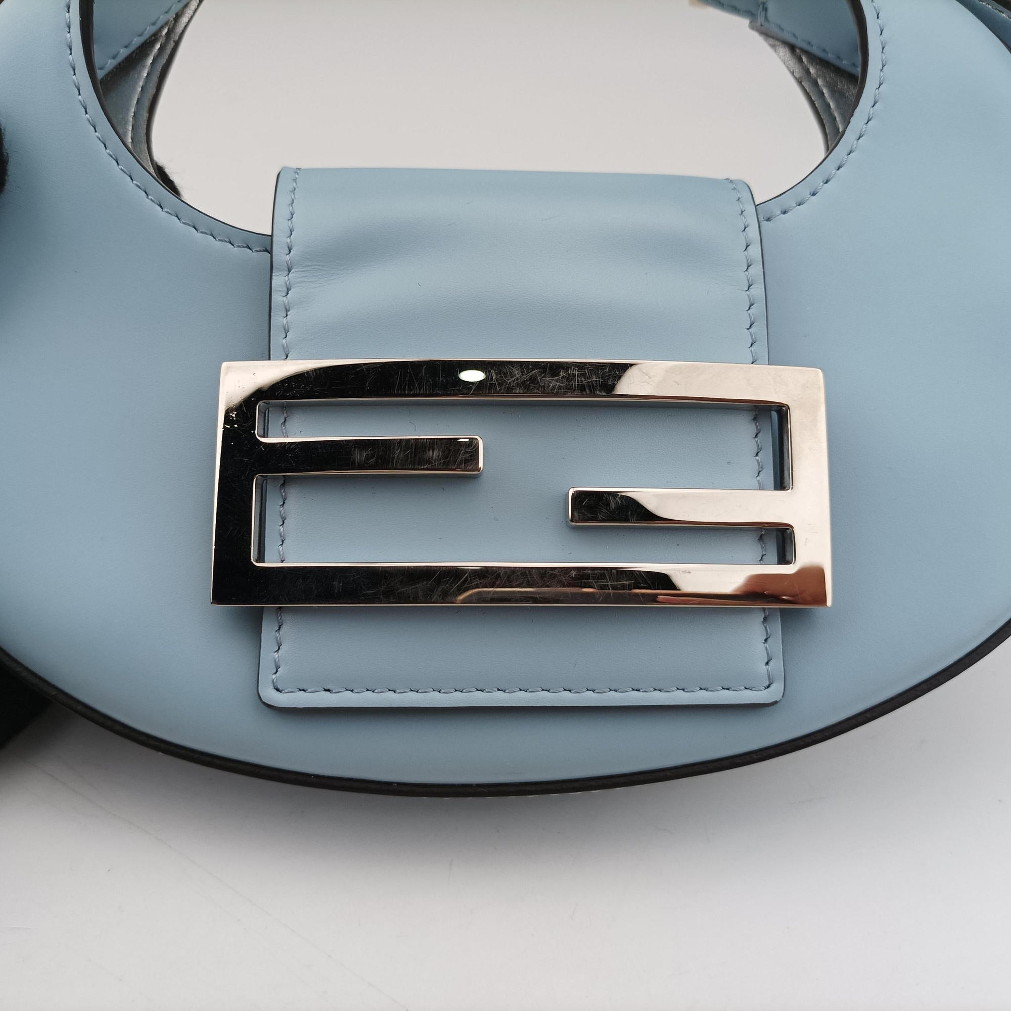Pre-owned Fendi Cookie Mini Blue Leather 8BS065 handbag | stylenewstar