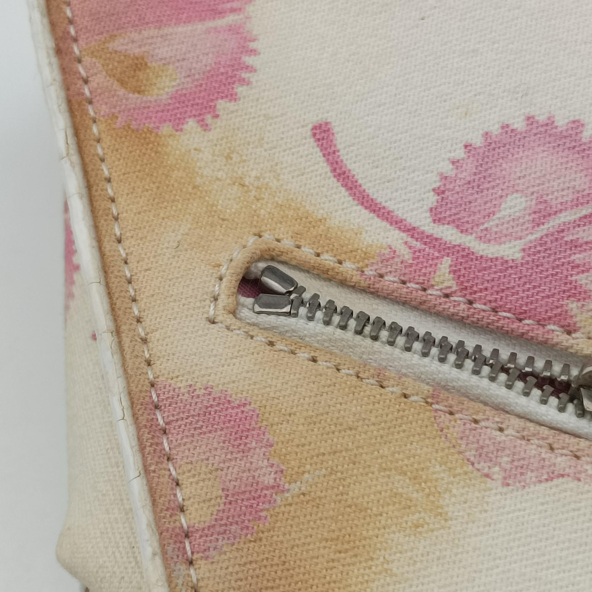 Pre-owned Christian Dior Cherry Blossom Flower Baguette White×Multicolour canvas  shoulderbag | stylenewstar