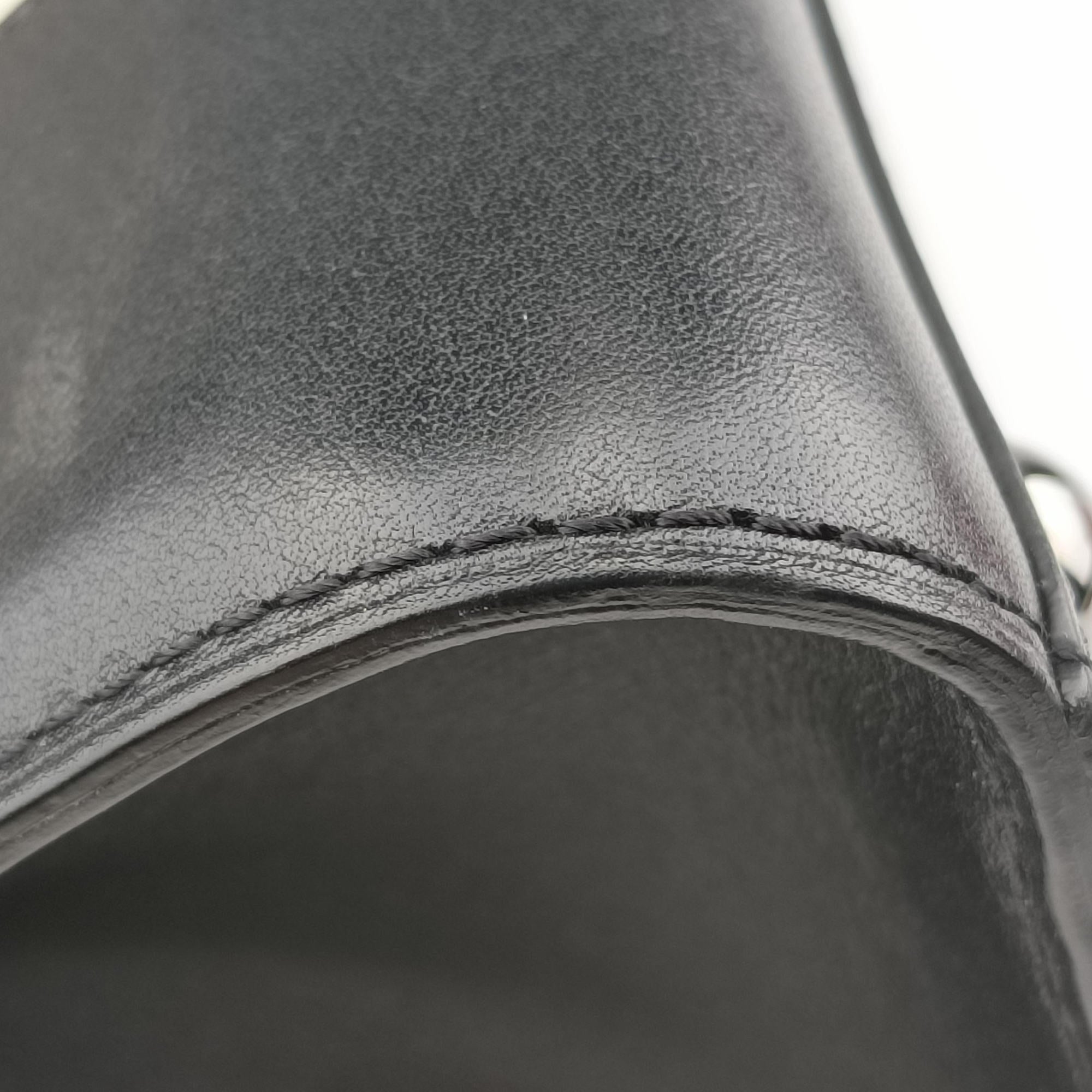 Pre-owned Delvaux Brillant Black × ivory Leather × patent leather  shoulderbag | stylenewstar