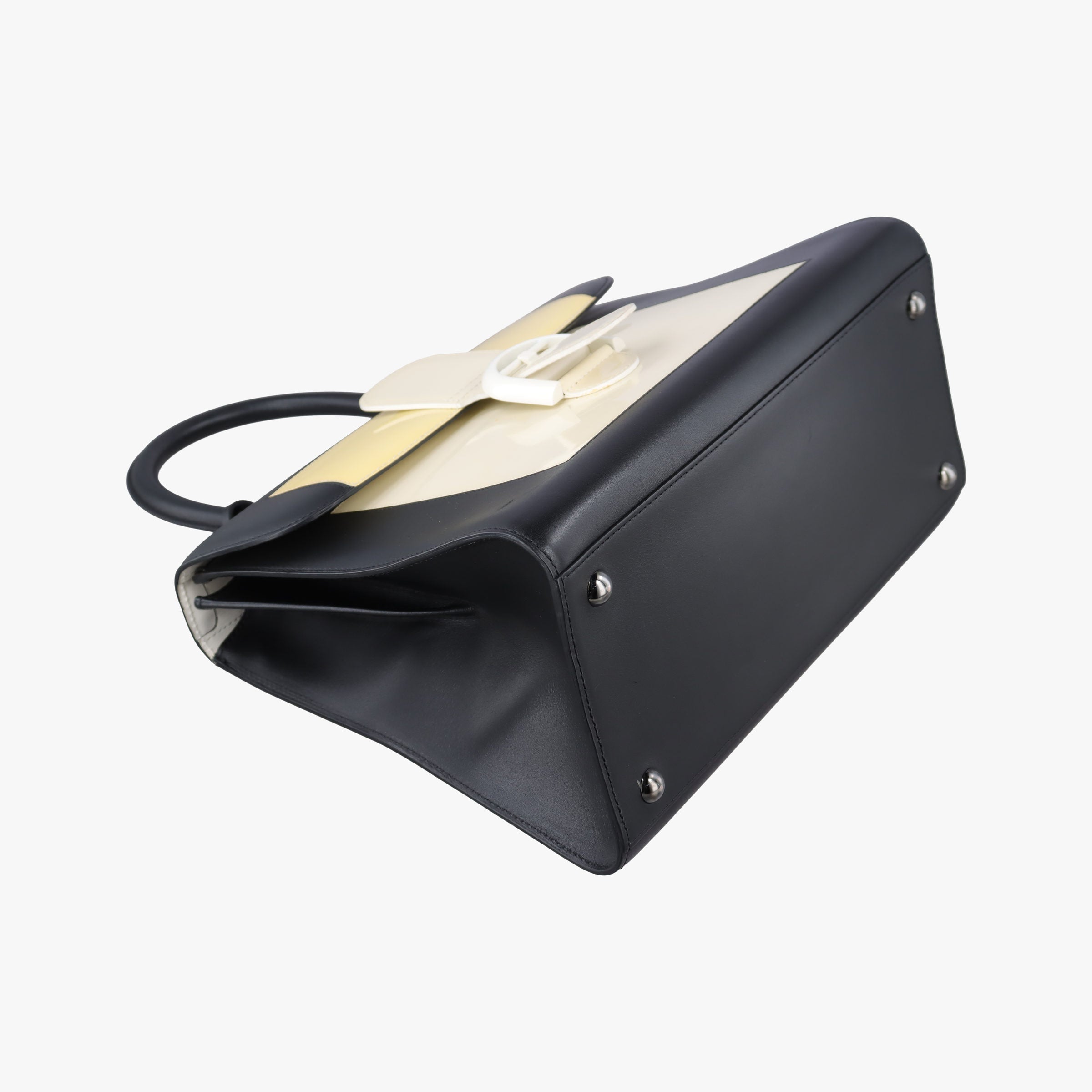 Pre-owned Delvaux Brillant Black × ivory Leather × patent leather  shoulderbag | stylenewstar