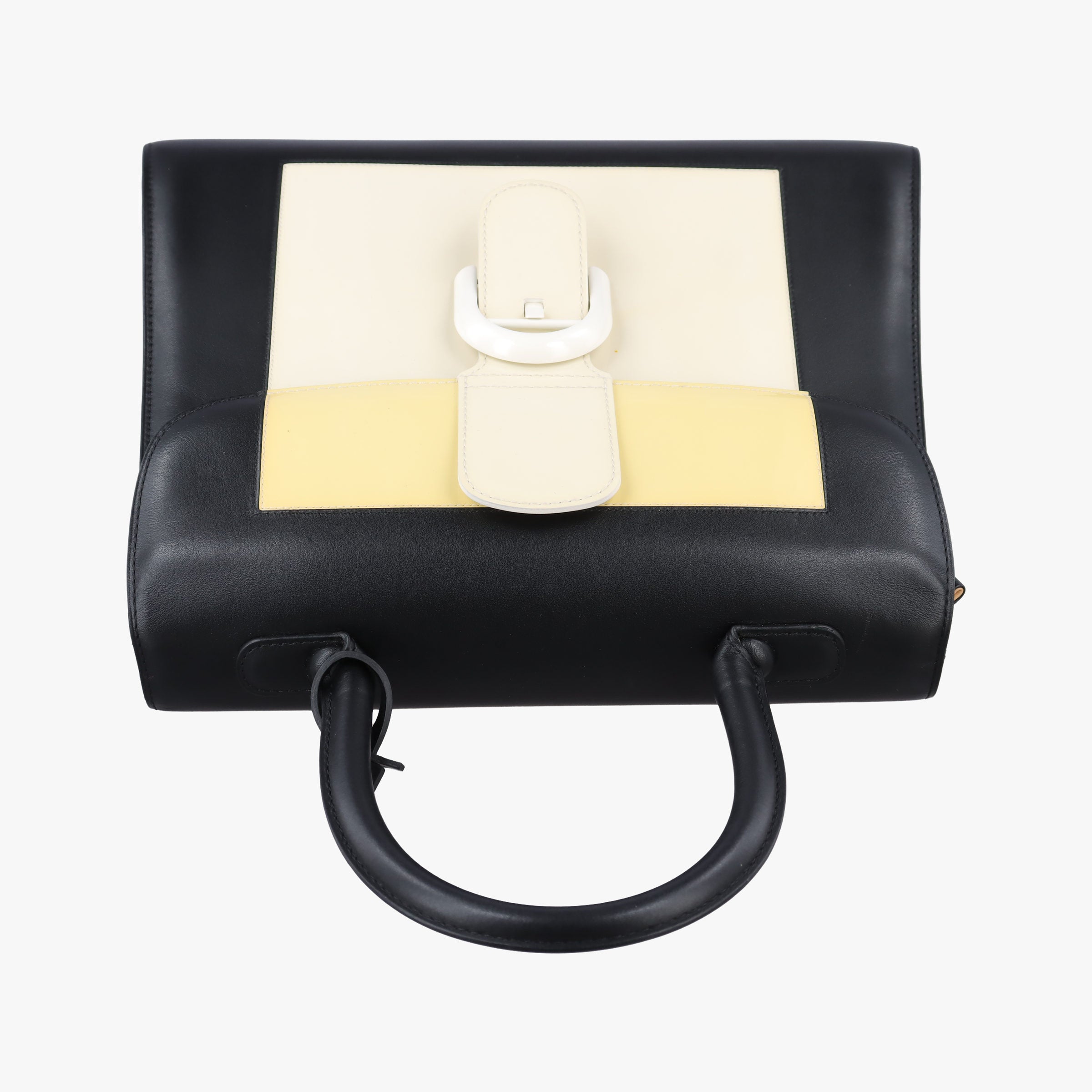 Pre-owned Delvaux Brillant Black × ivory Leather × patent leather  shoulderbag | stylenewstar
