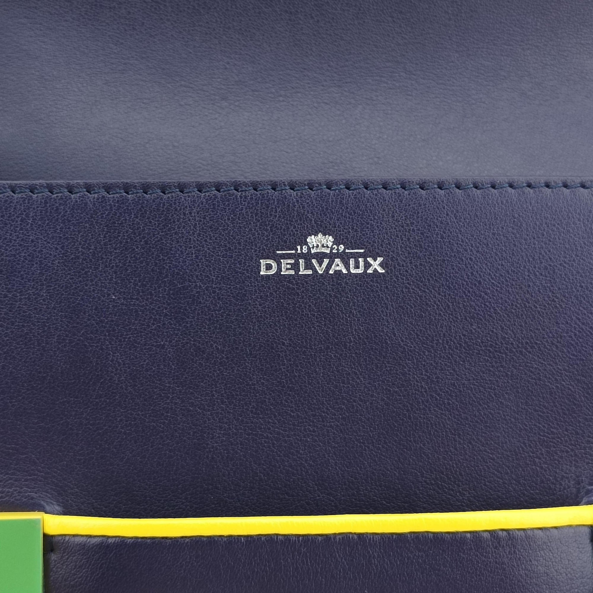 Pre-owned Delvaux Madame Navy × Yellow × Green Leather  shoulderbag | stylenewstar