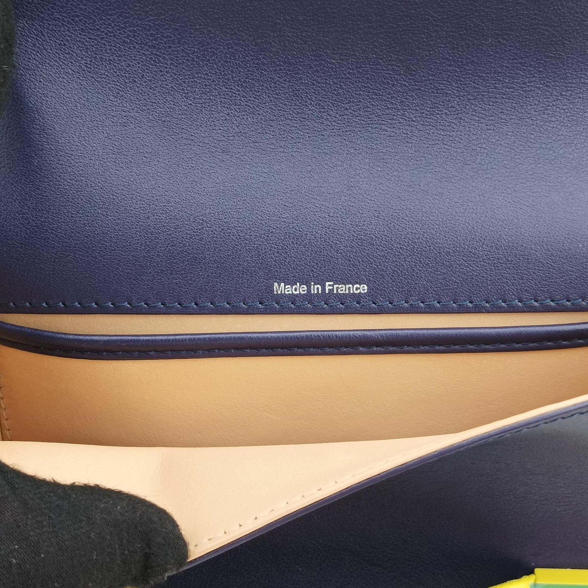 Pre-owned Delvaux Madame Navy × Yellow × Green Leather  shoulderbag | stylenewstar
