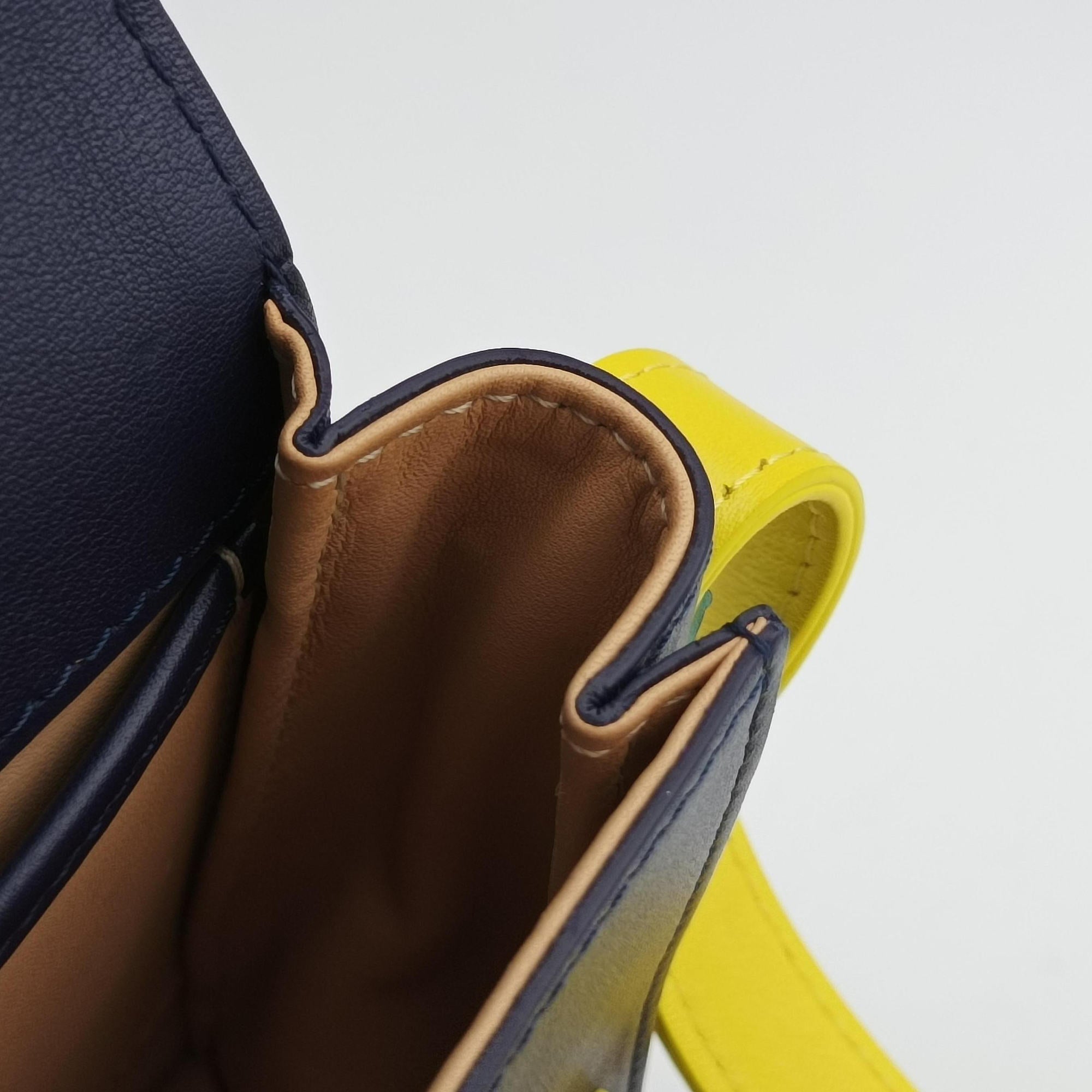 Pre-owned Delvaux Madame Navy × Yellow × Green Leather  shoulderbag | stylenewstar