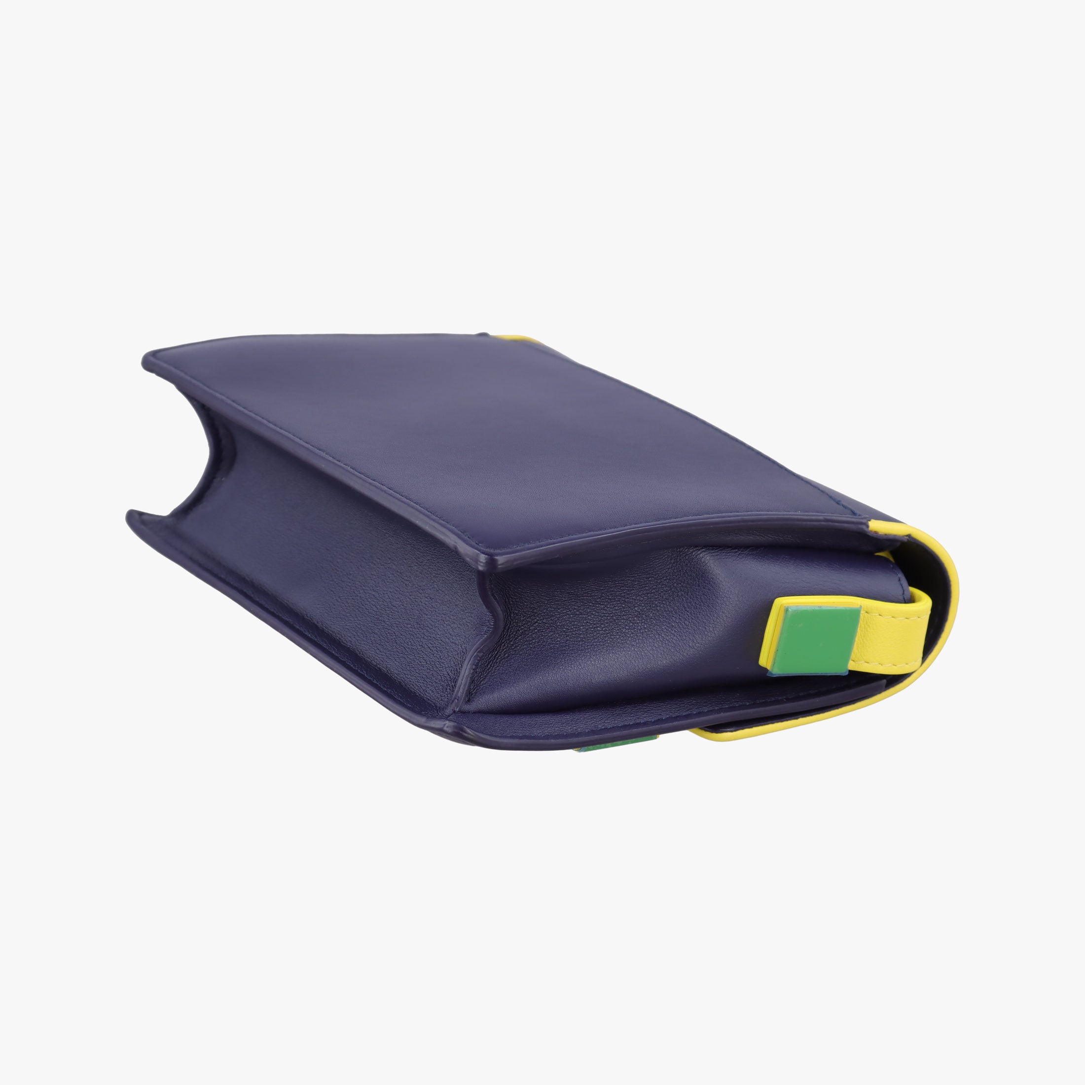 Pre-owned Delvaux Madame Navy × Yellow × Green Leather  shoulderbag | stylenewstar