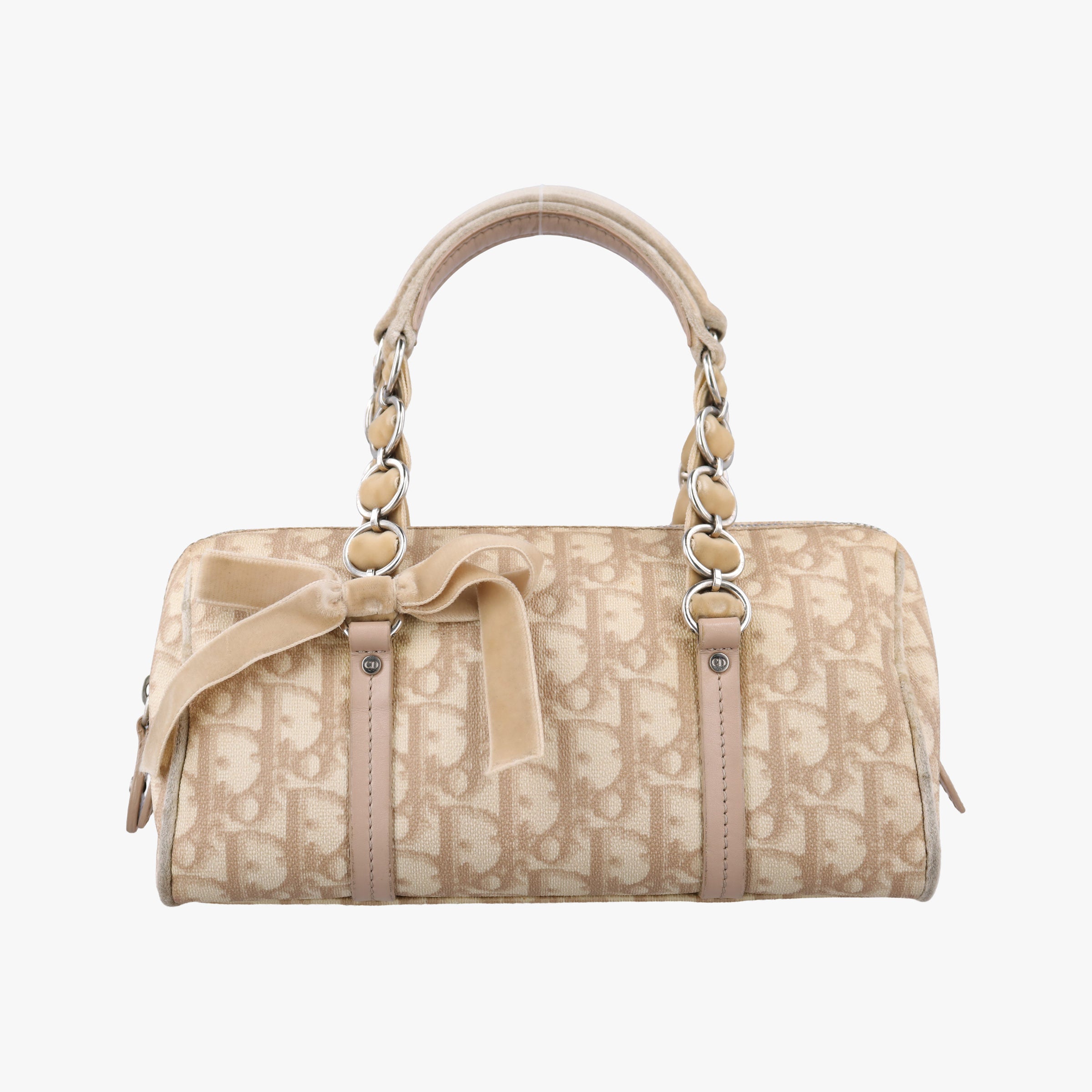 Secondhand Christian Dior Romantic Trotter Beige x White PVC coated canvas x velour  handbag | stylenewstar