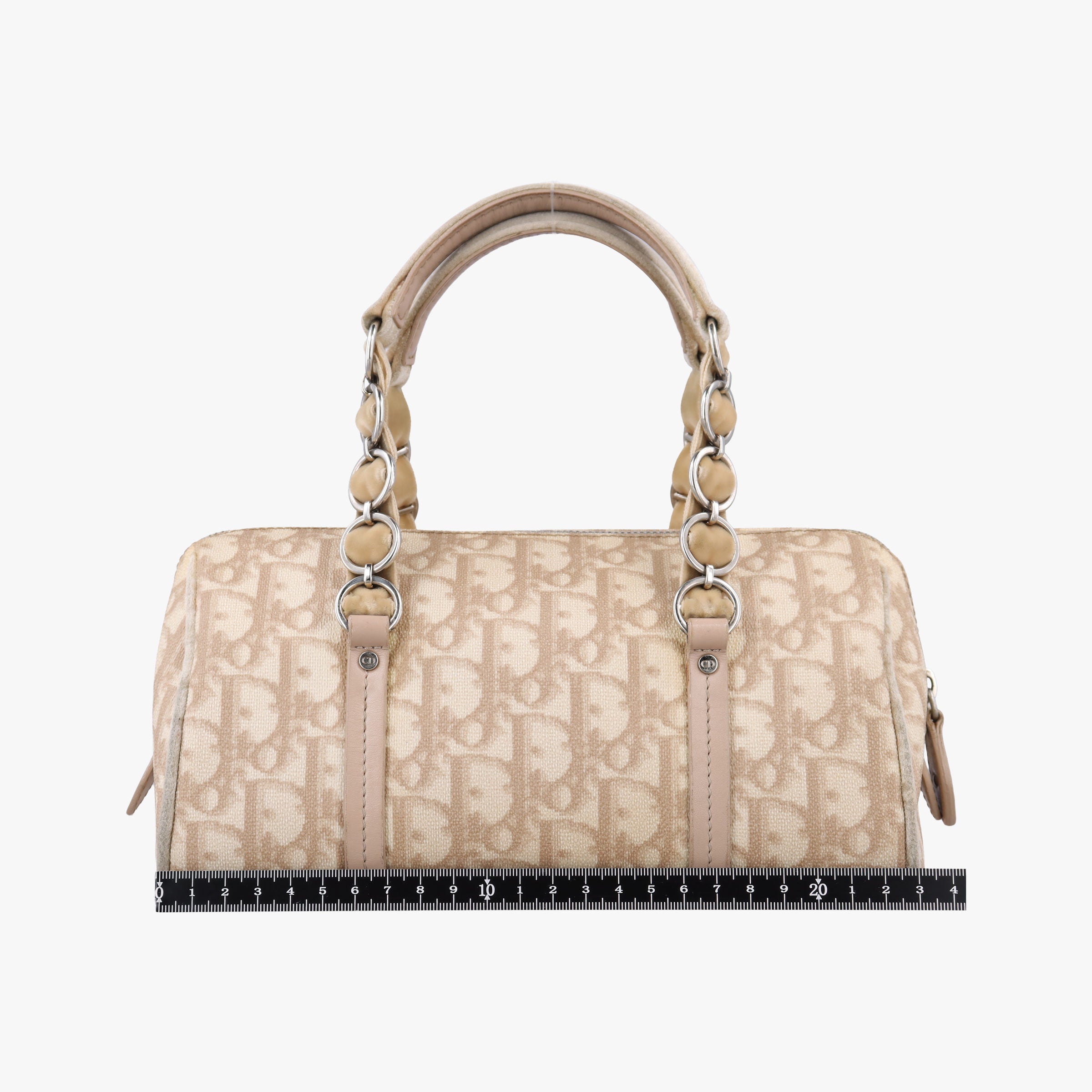 Secondhand Christian Dior Romantic Trotter Beige x White PVC coated canvas x velour  handbag | stylenewstar