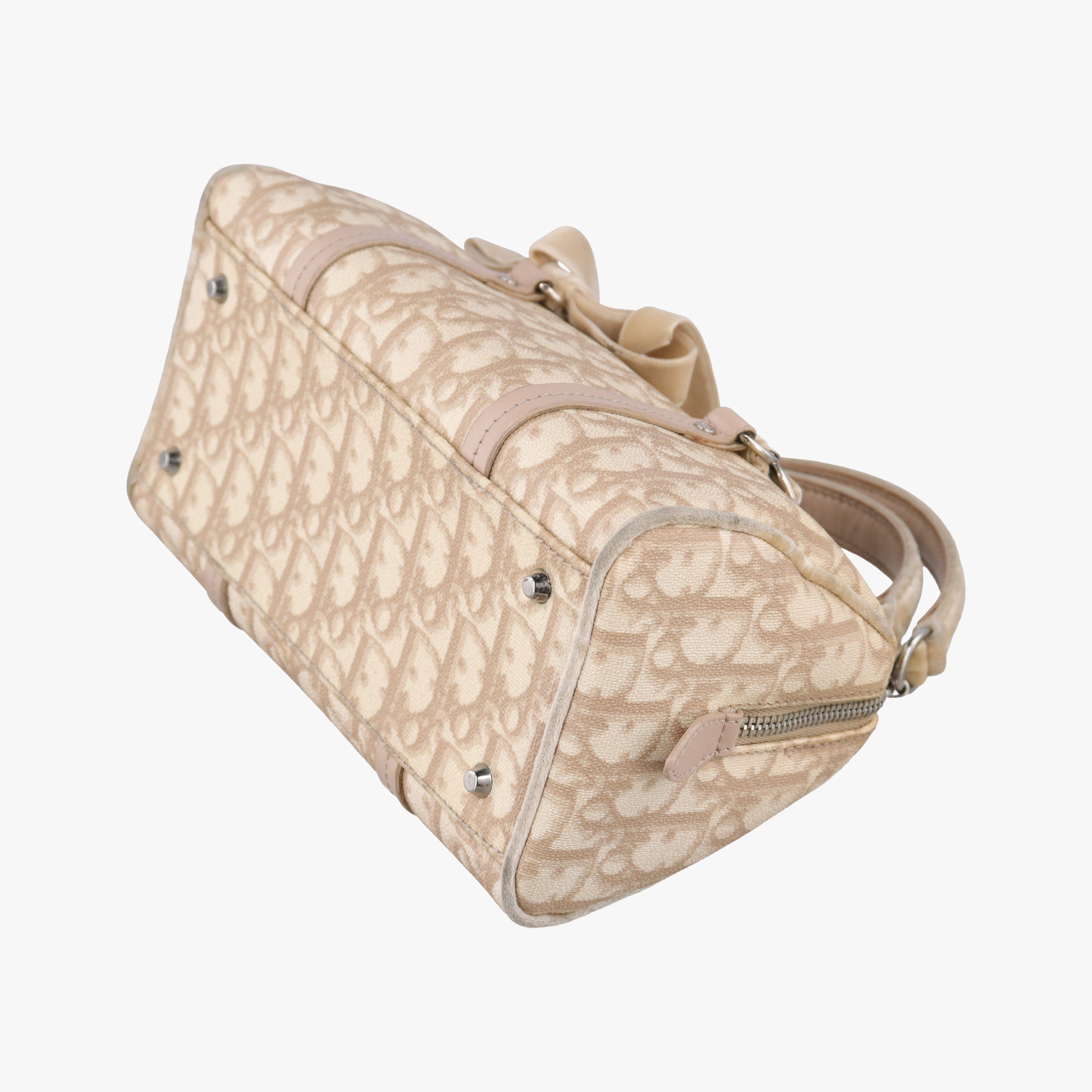 Secondhand Christian Dior Romantic Trotter Beige x White PVC coated canvas x velour  handbag | stylenewstar
