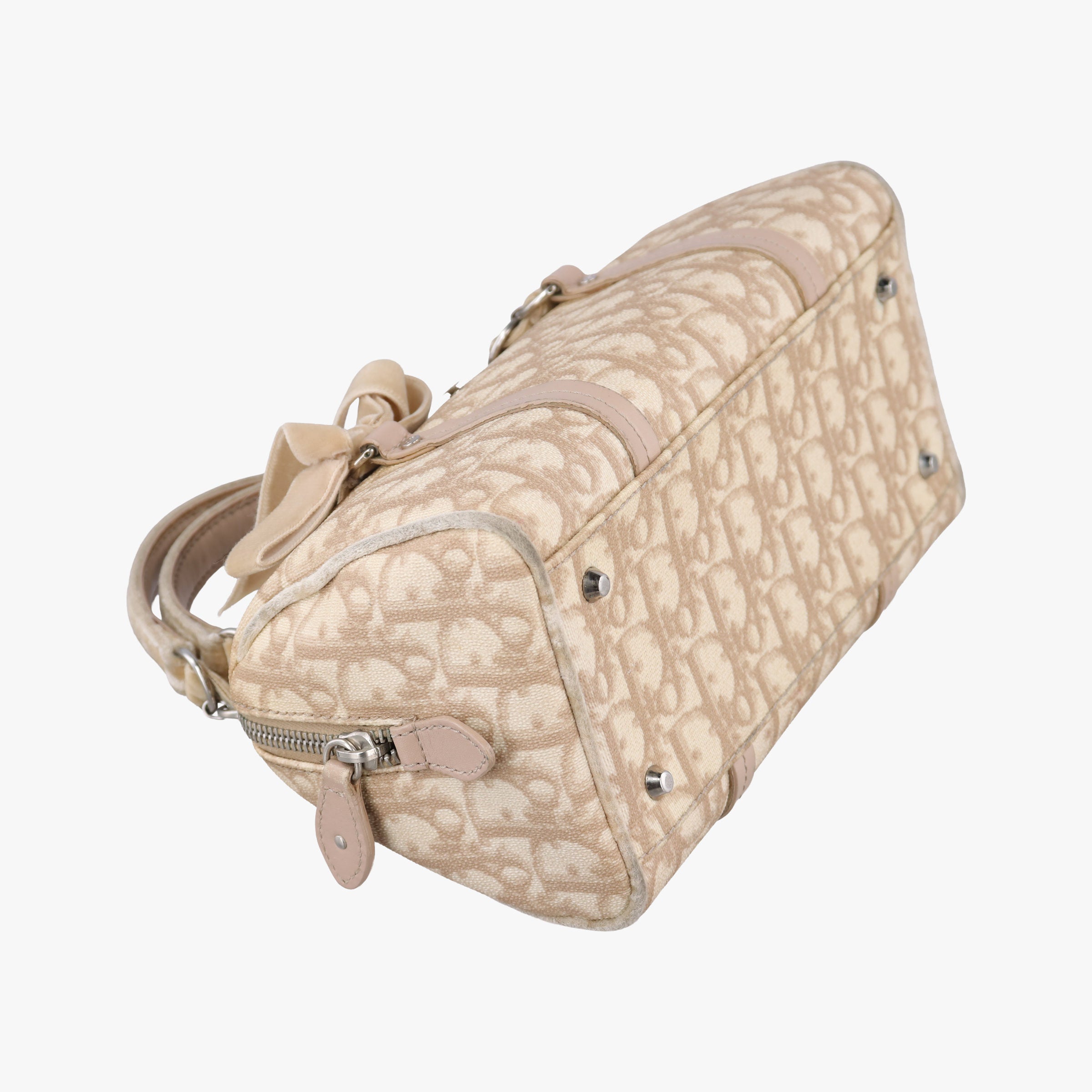Secondhand Christian Dior Romantic Trotter Beige x White PVC coated canvas x velour  handbag | stylenewstar