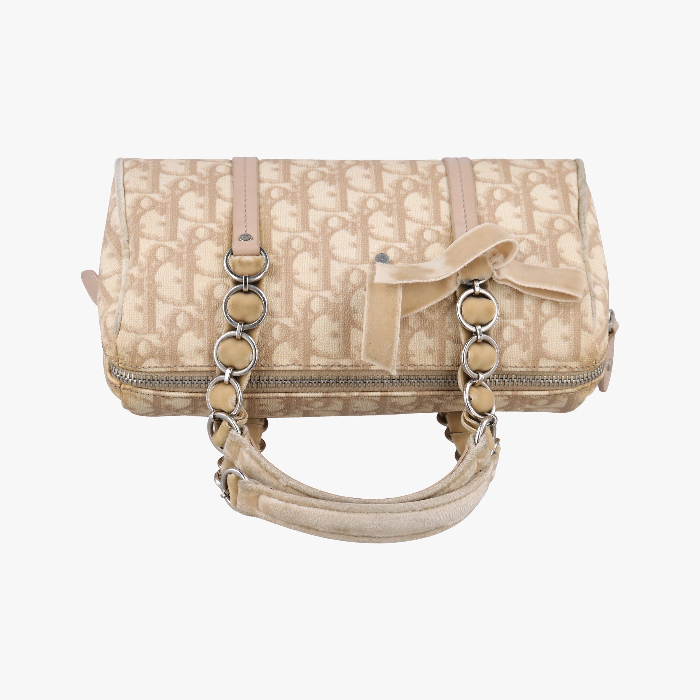 Secondhand Christian Dior Romantic Trotter Beige x White PVC coated canvas x velour  handbag | stylenewstar