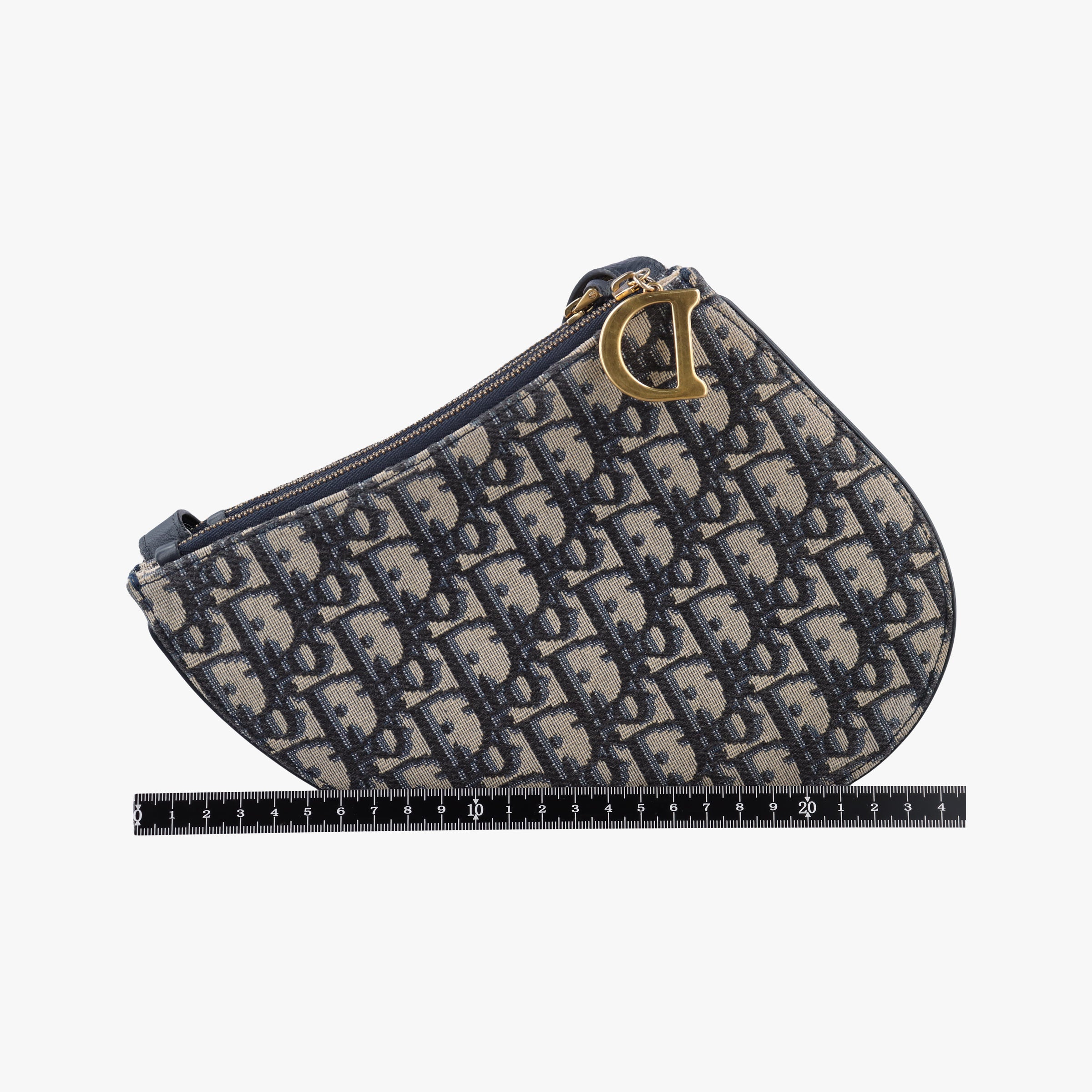 Pre-owned Christian Dior Saddle Navy×Gray Jacquard  shoulderbag | stylenewstar