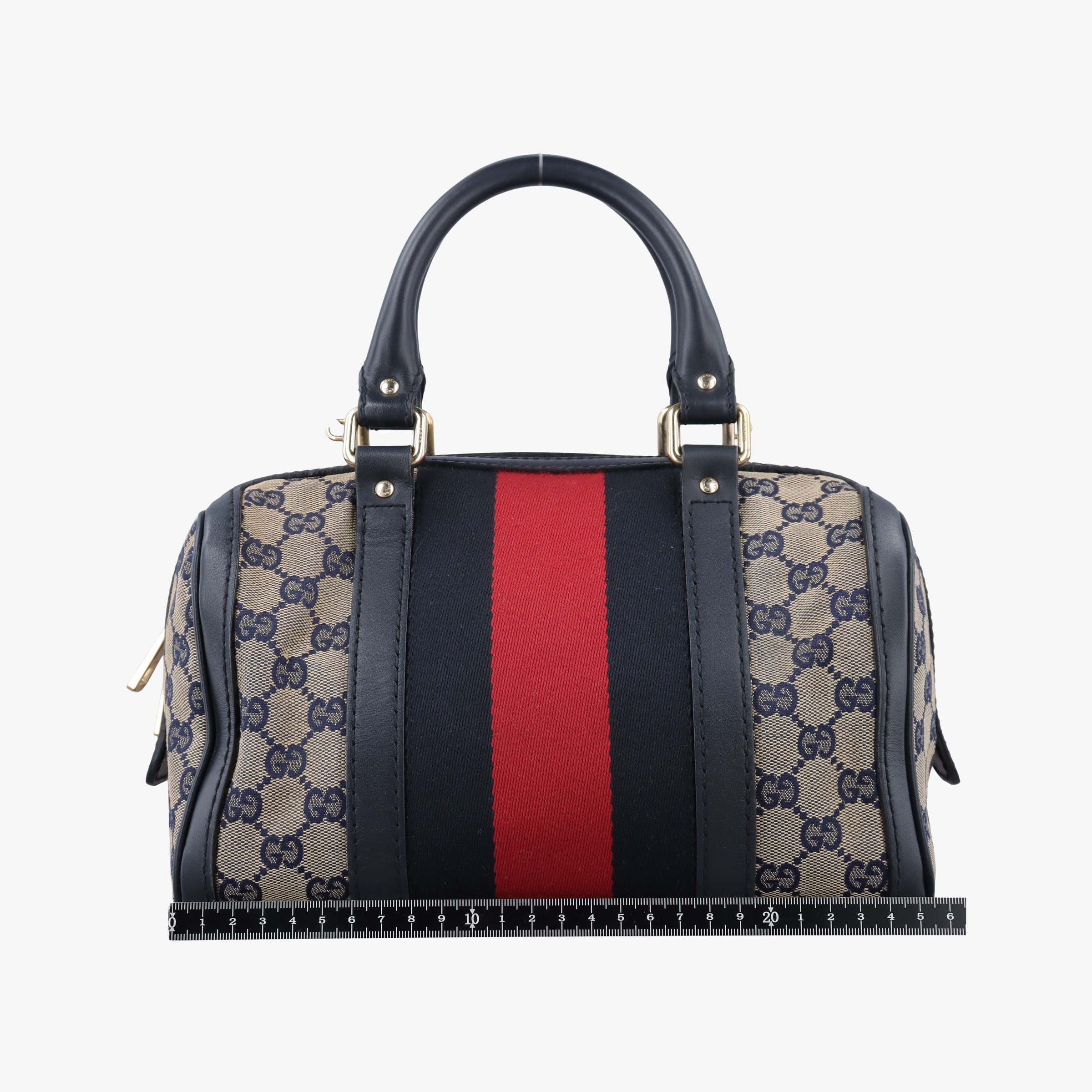 Pre-owned Gucci Sherry Line navy×red×beige Canvas×Leather 269876 shoulderbag | stylenewstar