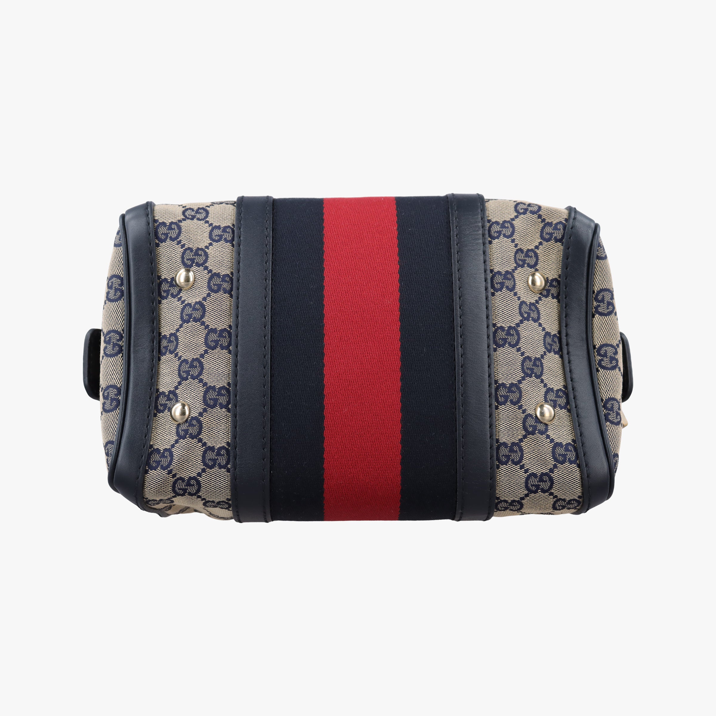 Pre-owned Gucci Sherry Line navy×red×beige Canvas×Leather 269876 shoulderbag | stylenewstar