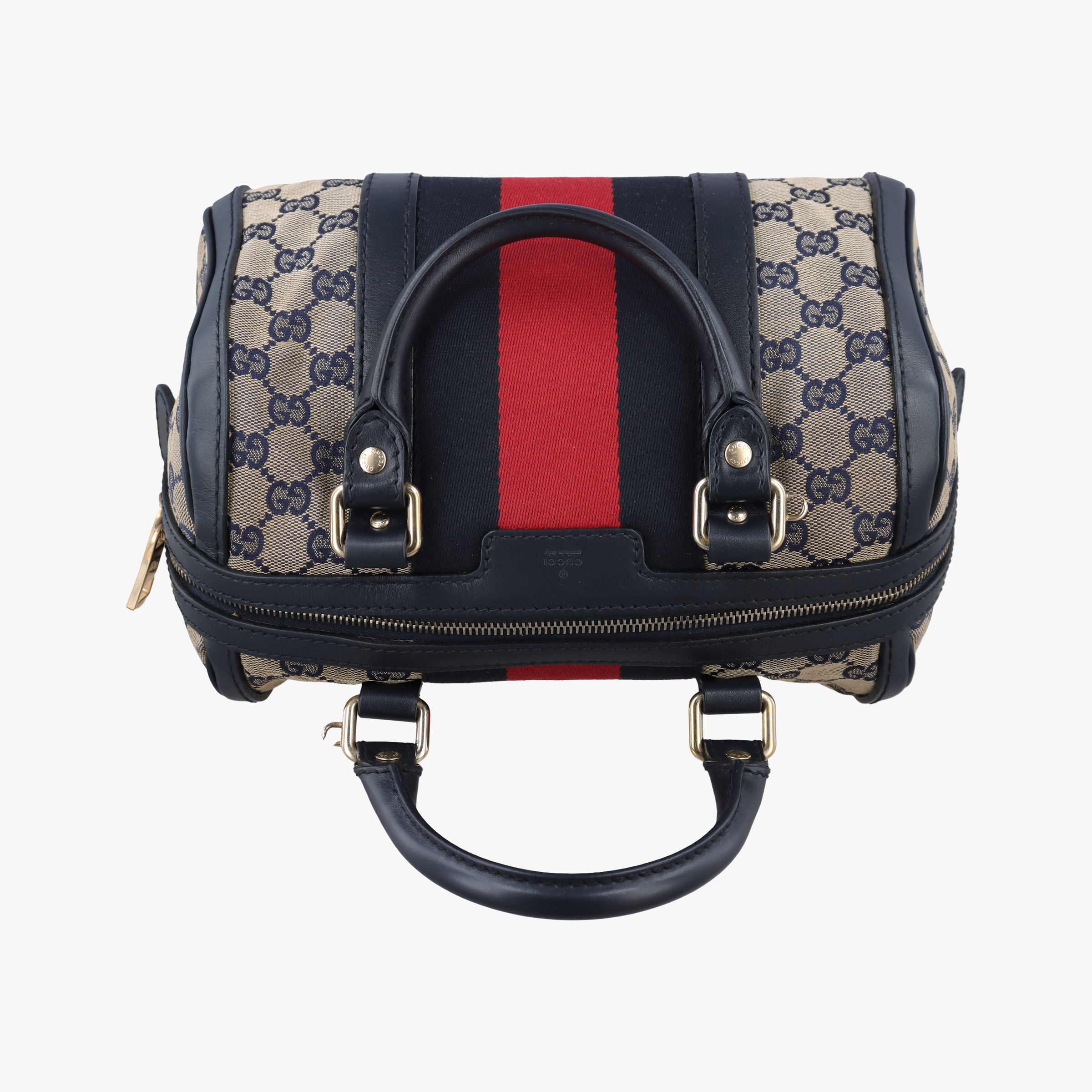 Pre-owned Gucci Sherry Line navy×red×beige Canvas×Leather 269876 shoulderbag | stylenewstar