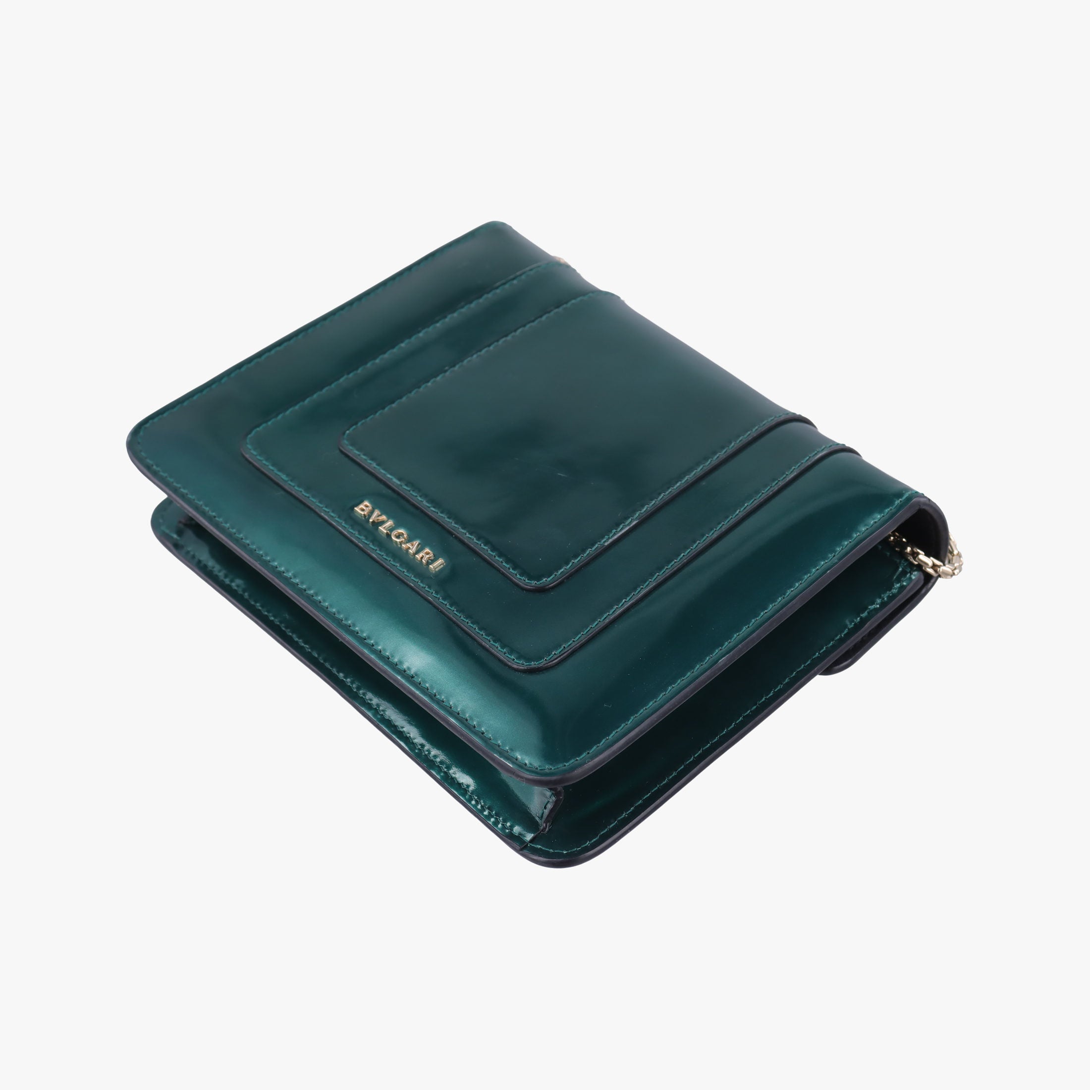 Pre-owned Bvlgari SERPENTI FOREVER Green Patent  shoulderbag | stylenewstar
