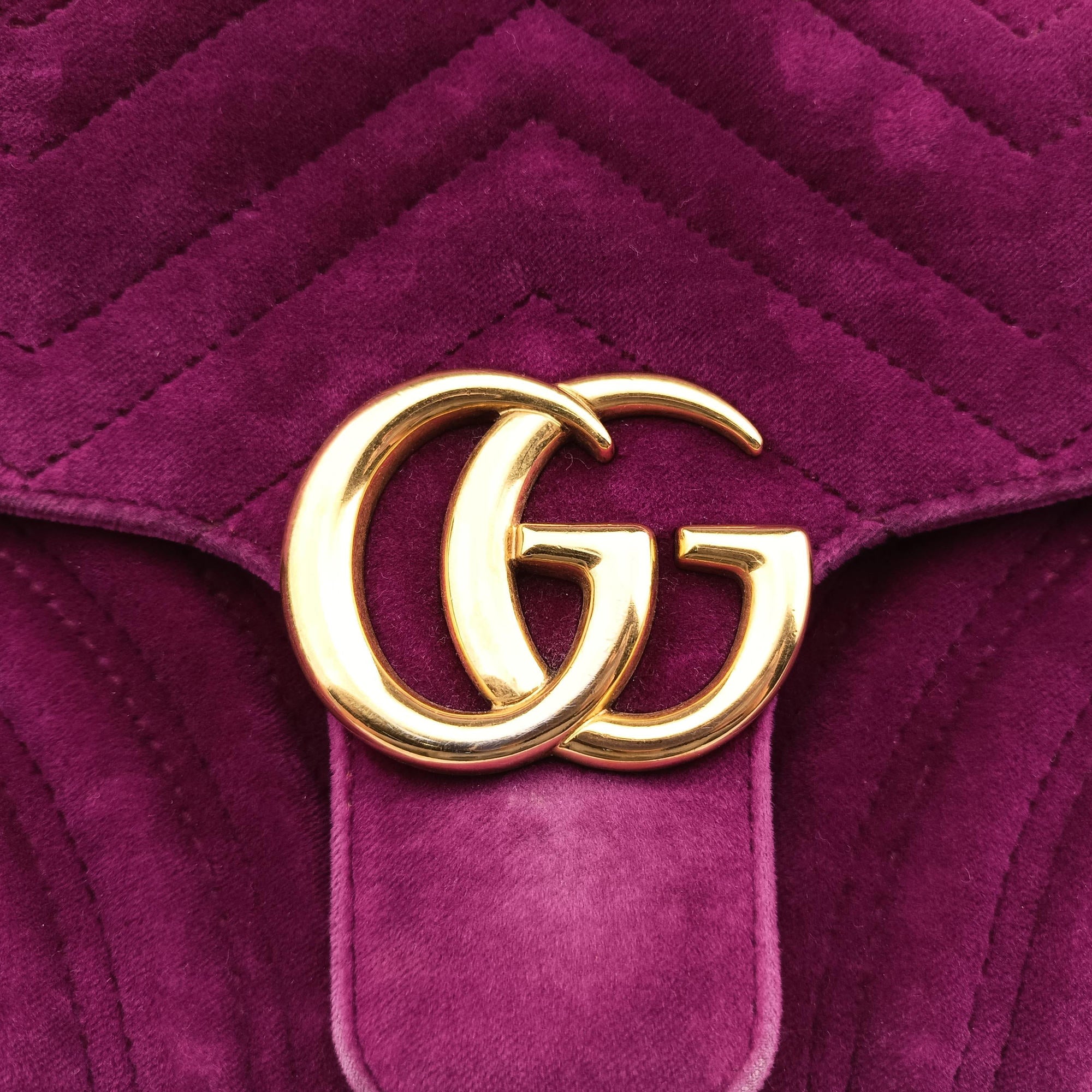 Secondhand Gucci GG Marmont Purple velour 443497 shoulderbag | stylenewstar