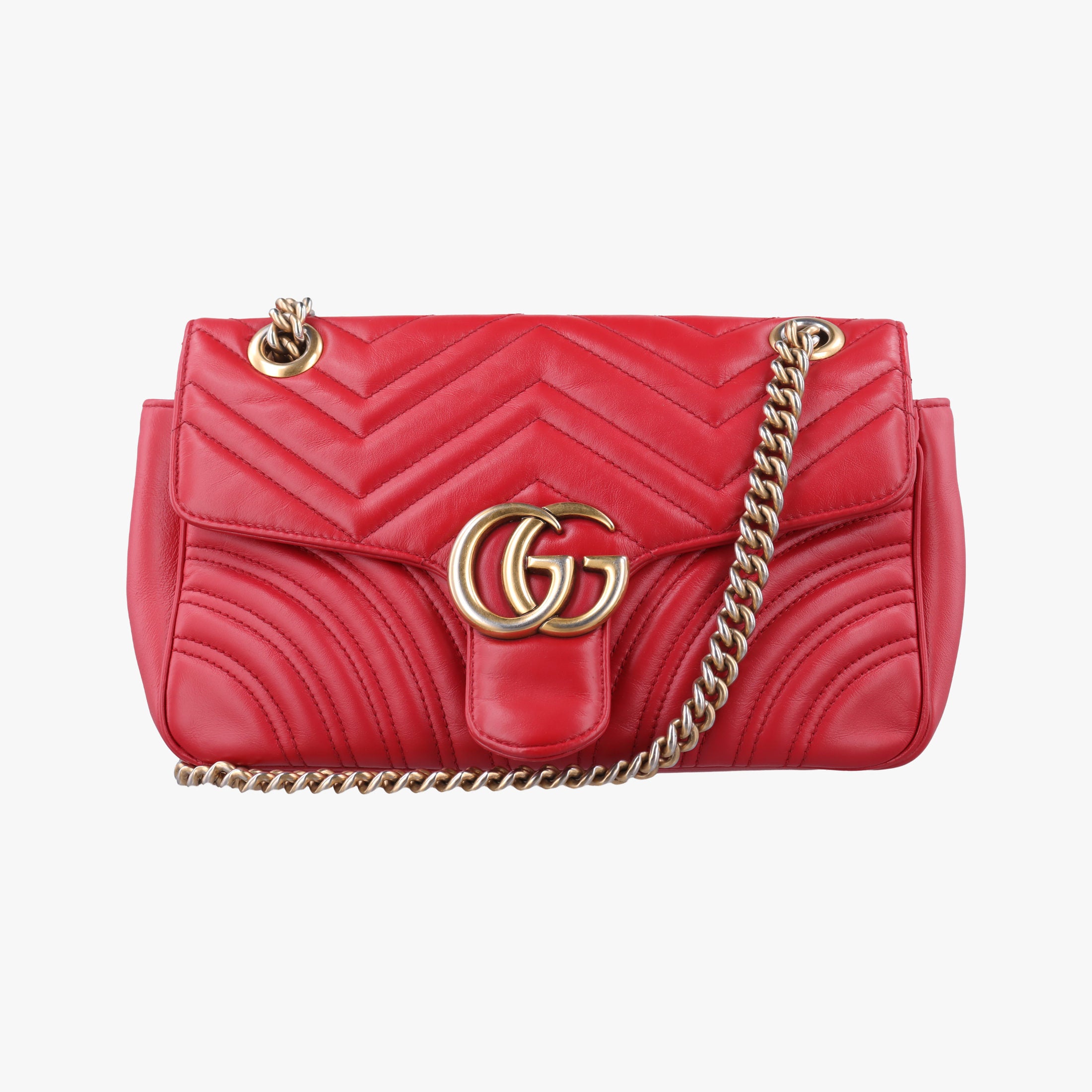 Secondhand Gucci GG Marmont Red Leather 443497 shoulderbag | stylenewstar