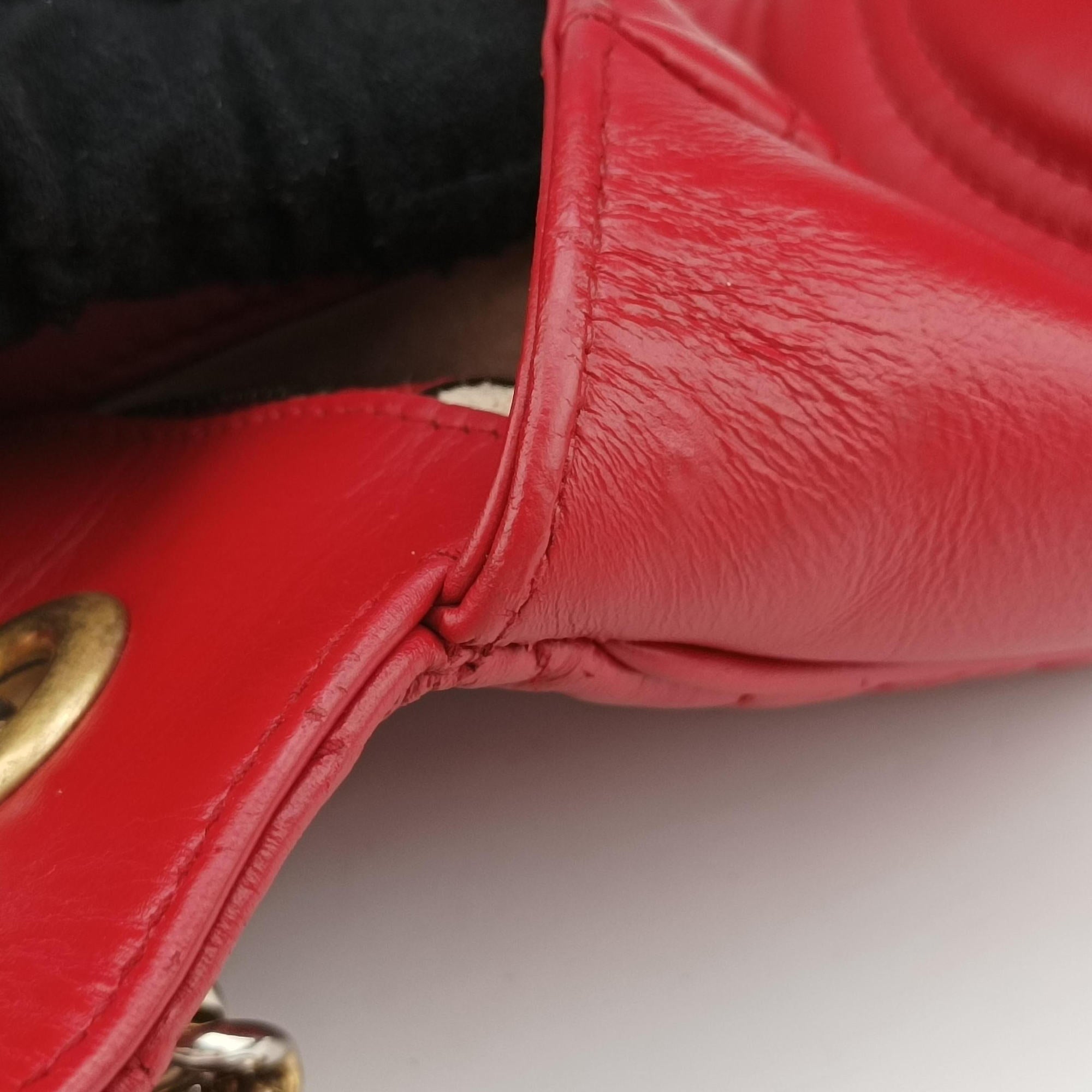 Secondhand Gucci GG Marmont Red Leather 443497 shoulderbag | stylenewstar
