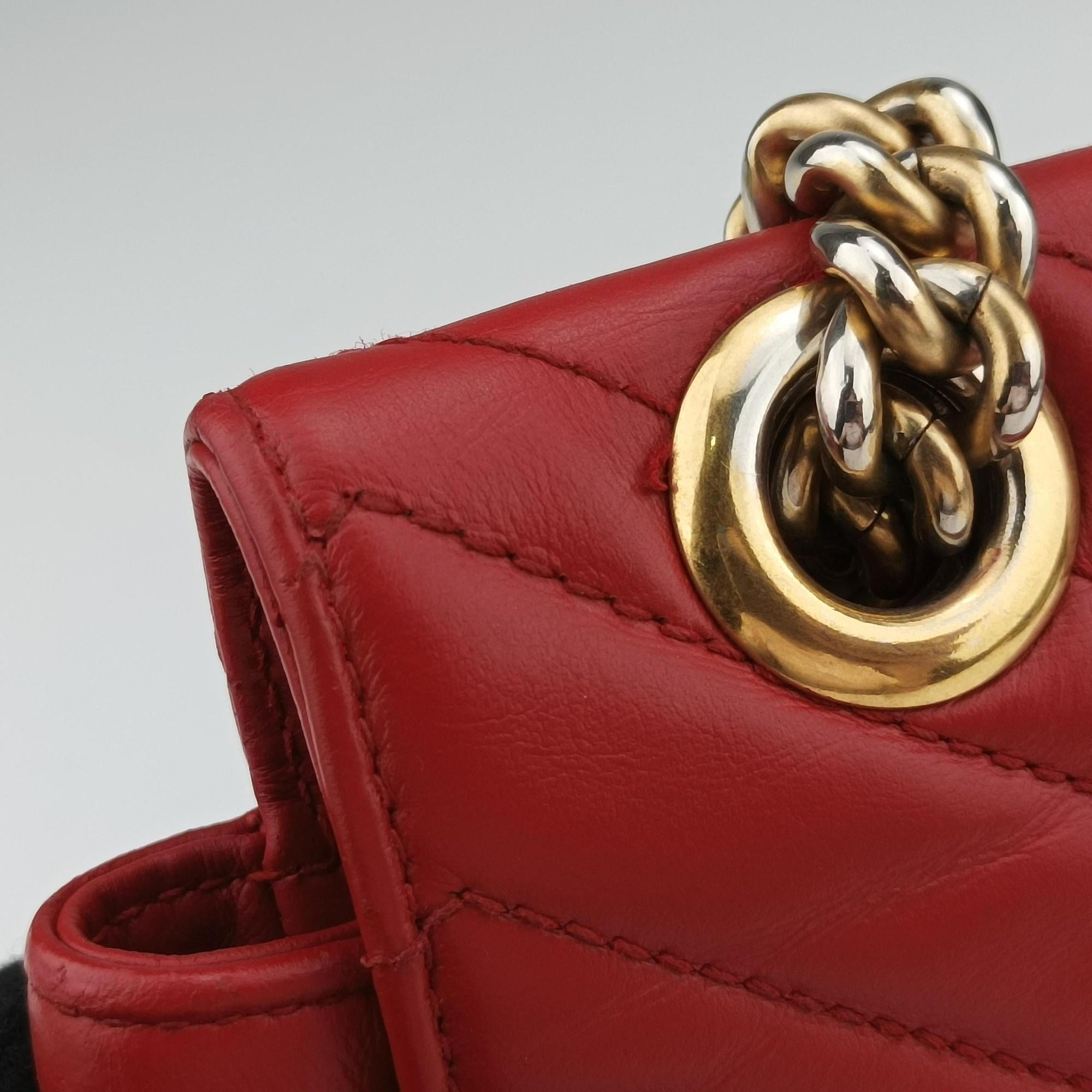 Secondhand Gucci GG Marmont Red Leather 443497 shoulderbag | stylenewstar