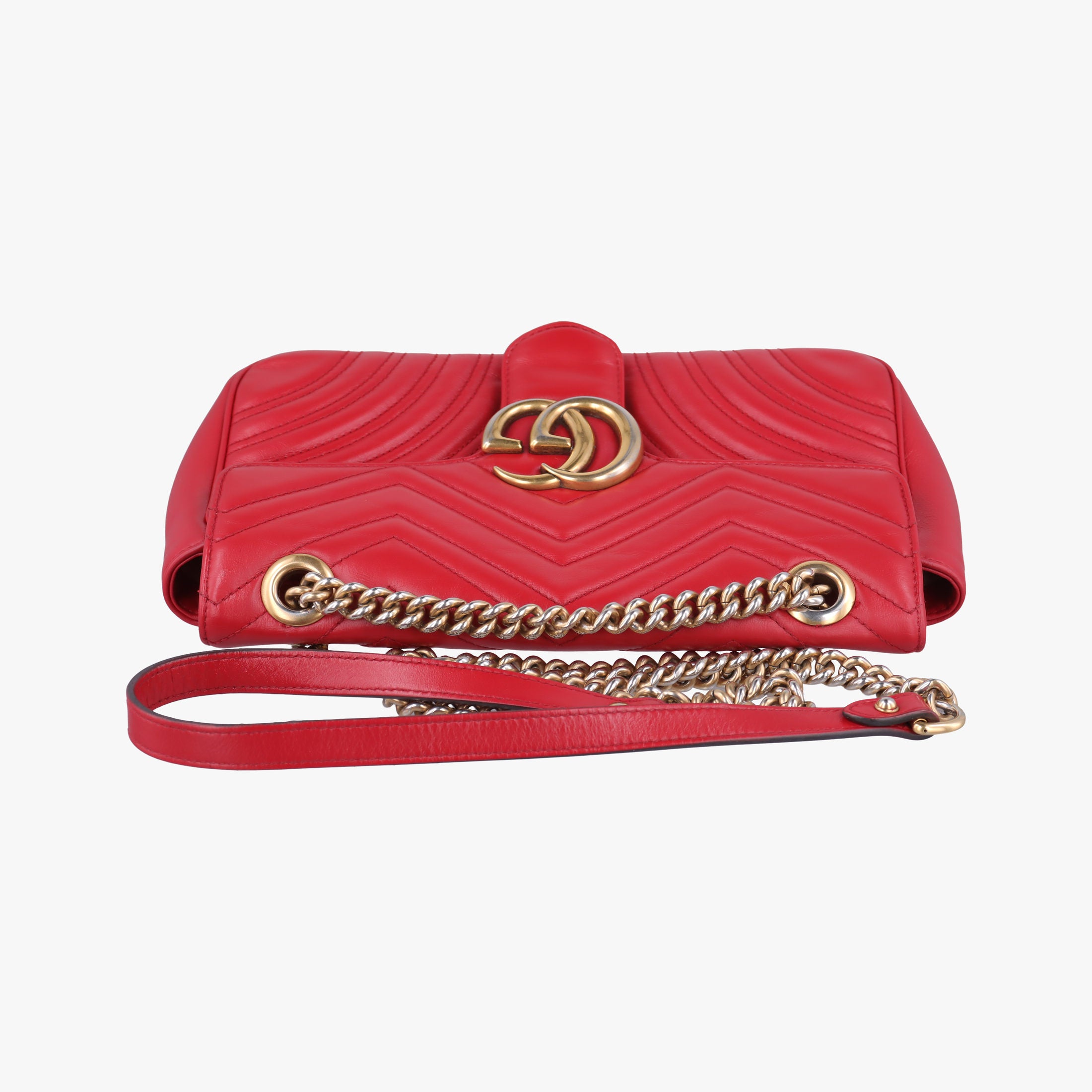 Secondhand Gucci GG Marmont Red Leather 443497 shoulderbag | stylenewstar