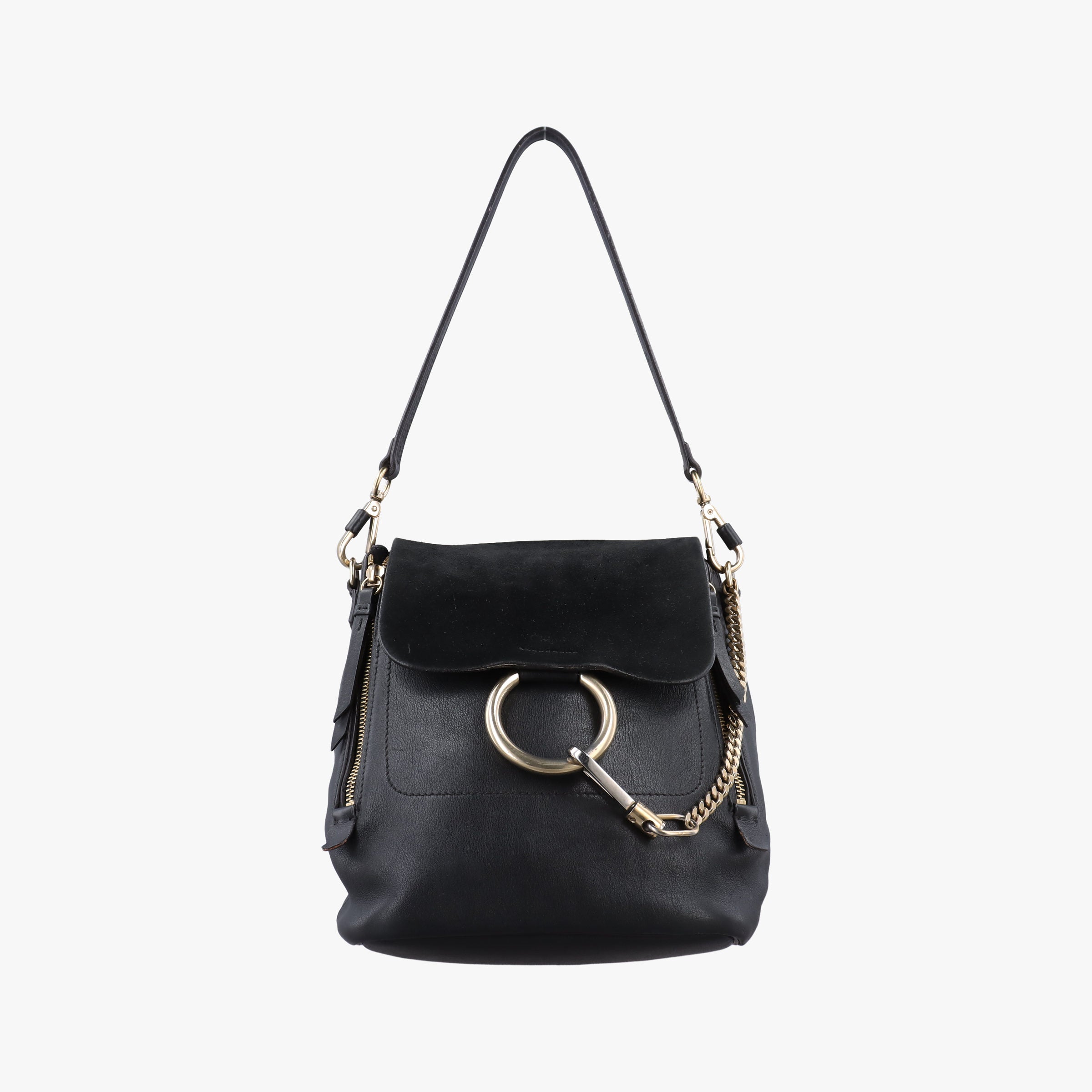 Pre-owned Chloe FAYE Black Leather × suede  shoulderbag | stylenewstar