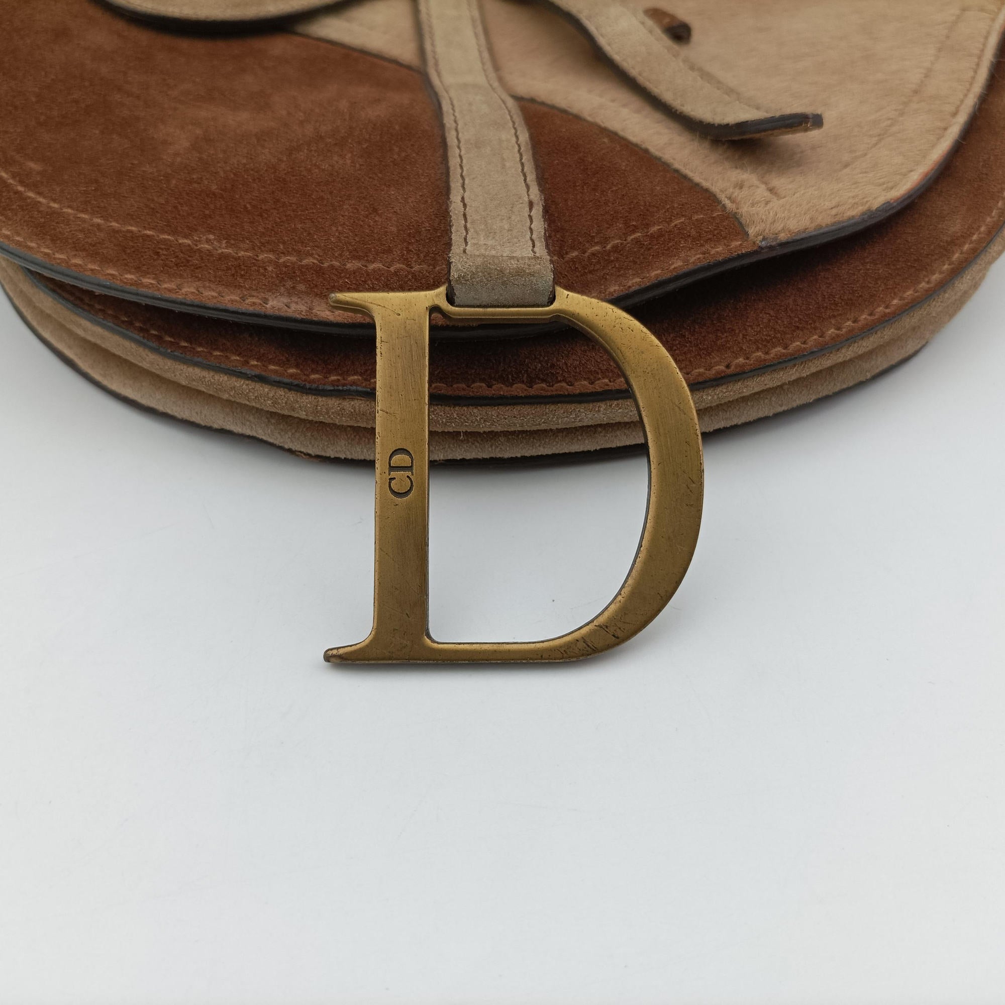 Secondhand Christian Dior Saddle Brown Pony Hair ×Suede ×Embossed Leather  shoulderbag | stylenewstar