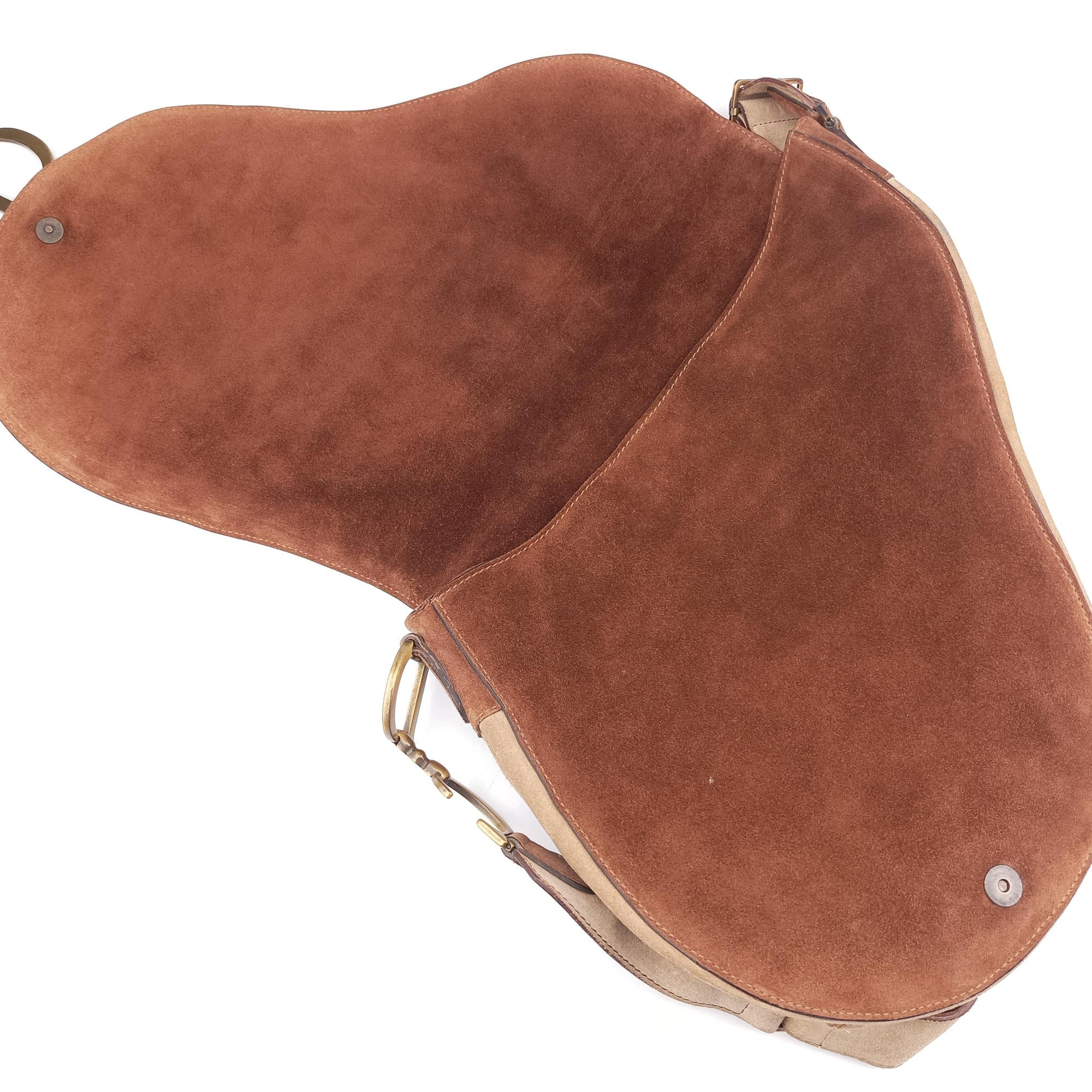 Secondhand Christian Dior Saddle Brown Pony Hair ×Suede ×Embossed Leather  shoulderbag | stylenewstar