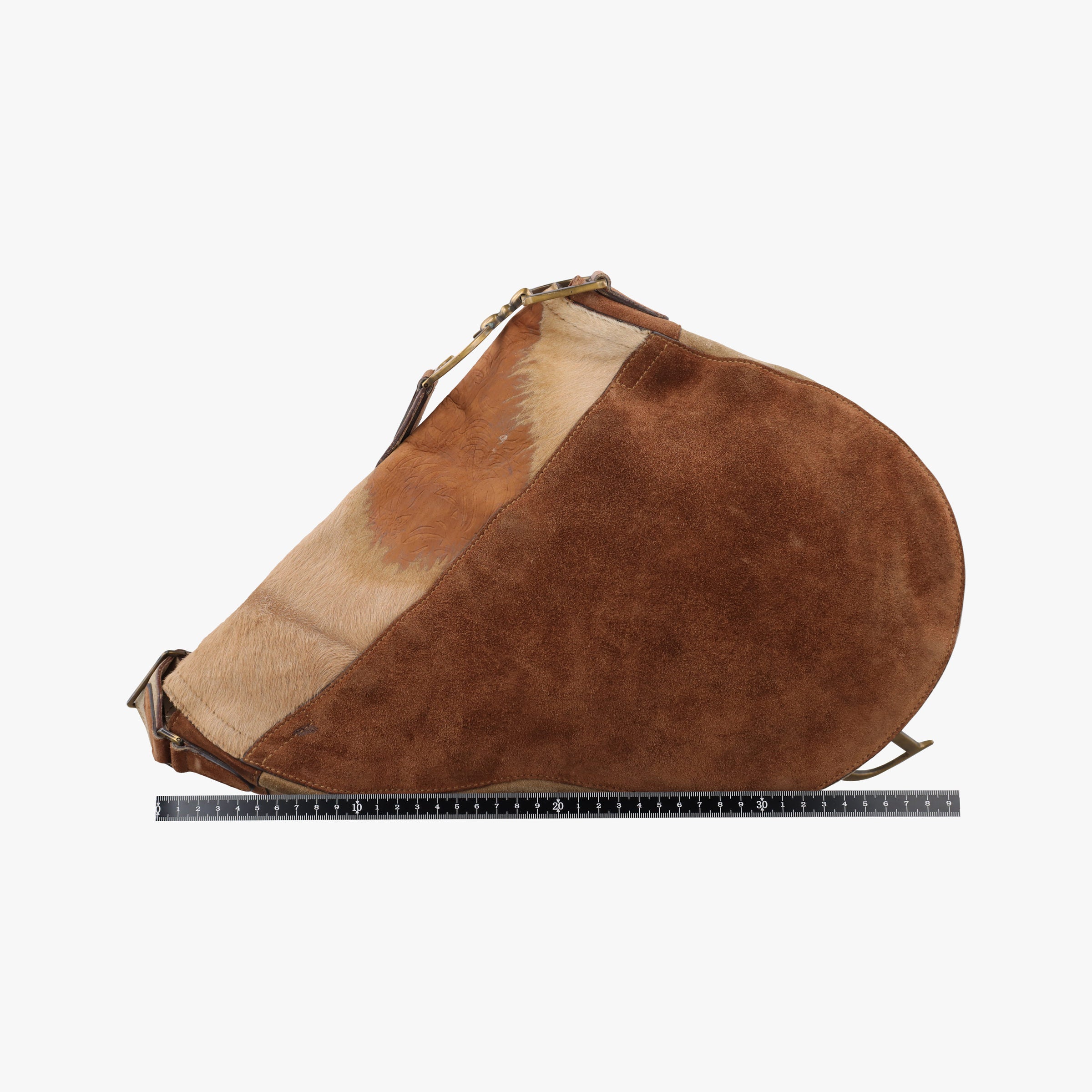 Secondhand Christian Dior Saddle Brown Pony Hair ×Suede ×Embossed Leather  shoulderbag | stylenewstar