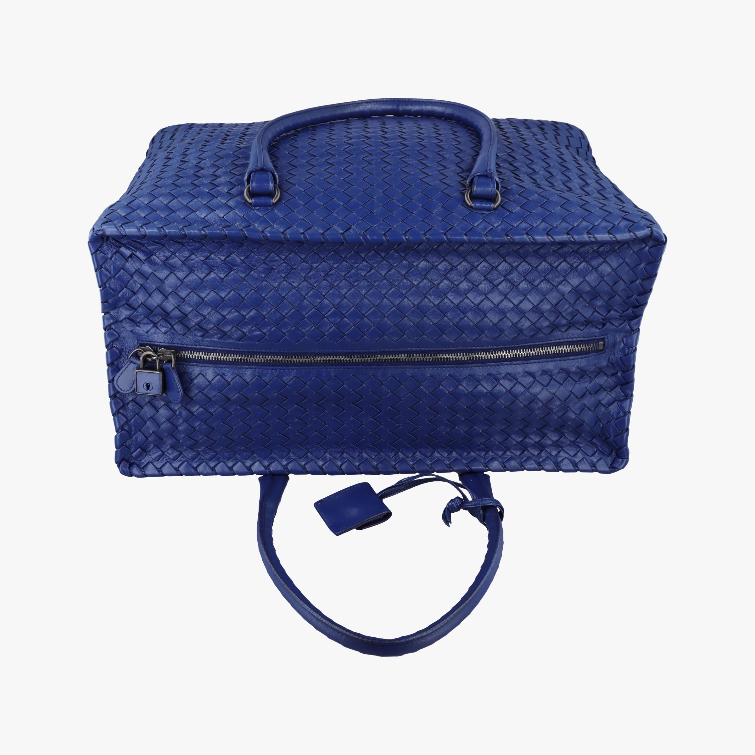 Secondhand Bottega Veneta Intrecciato Briefcase Blue lambskin  handbag | stylenewstar