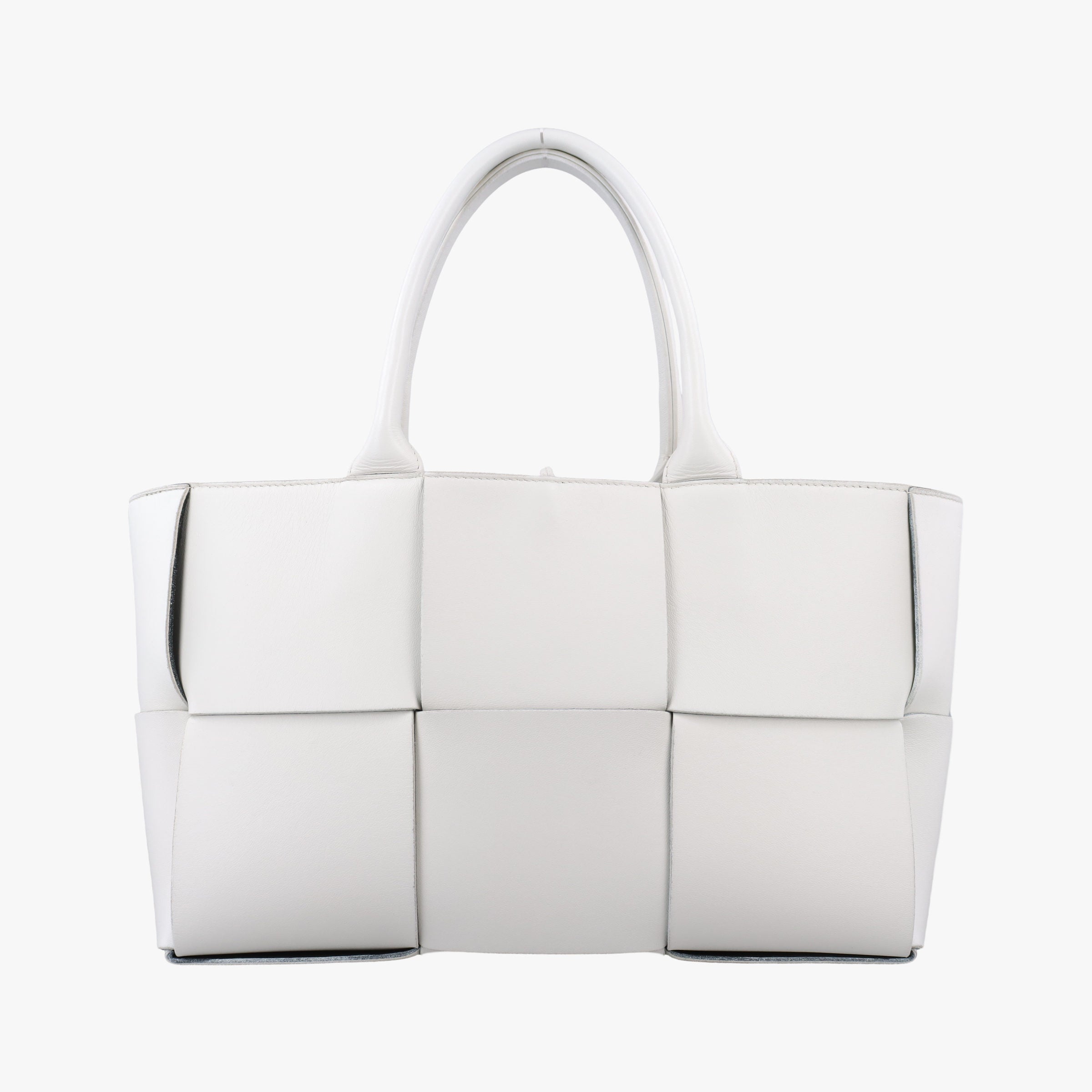 Pre-owned Bottega Veneta THE ARCO Tote White lambskin  handbag | stylenewstar