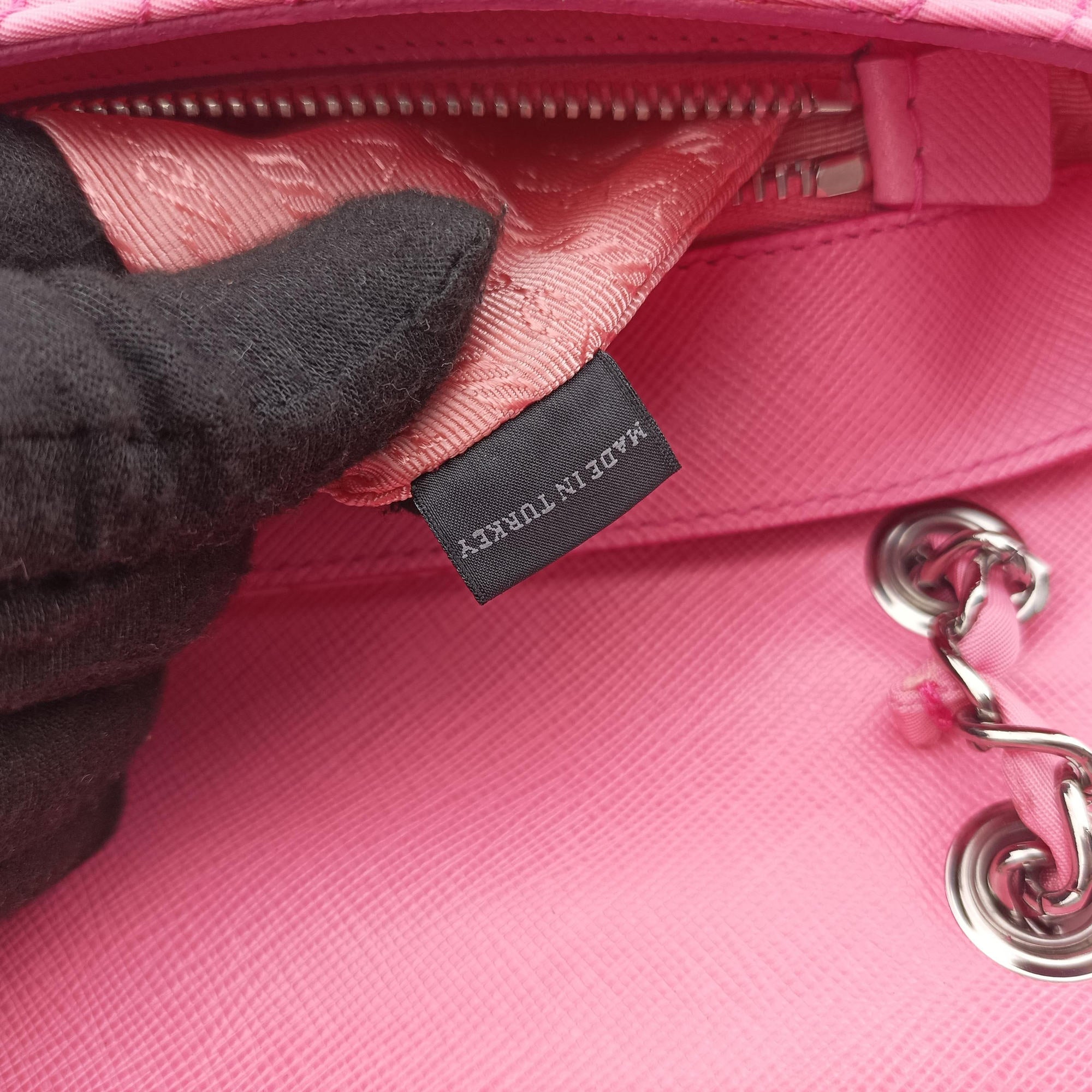 Pre-owned Prada Tessuto Impunture Push Lock Opale nylon 1BD038 shoulderbag | stylenewstar