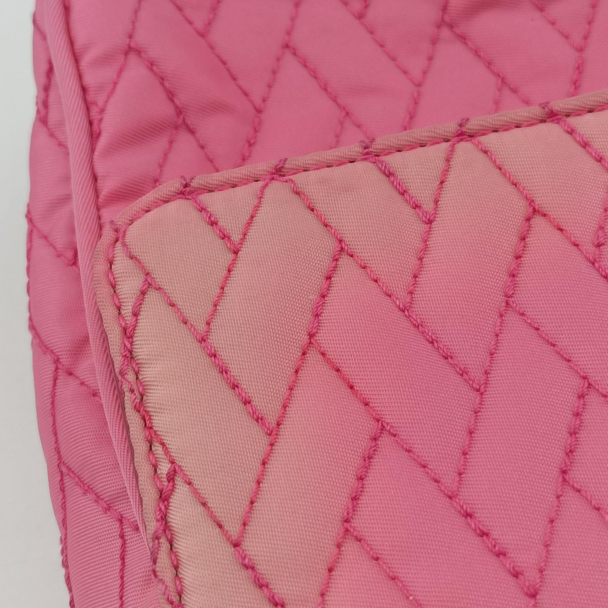 Pre-owned Prada Tessuto Impunture Push Lock Opale nylon 1BD038 shoulderbag | stylenewstar