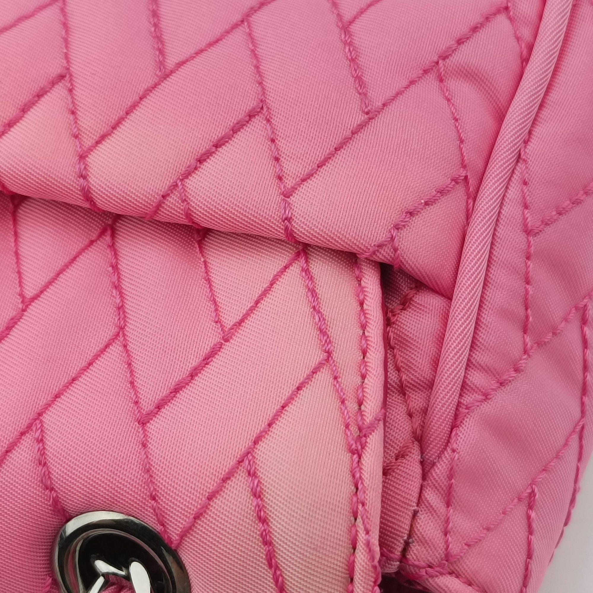 Pre-owned Prada Tessuto Impunture Push Lock Opale nylon 1BD038 shoulderbag | stylenewstar