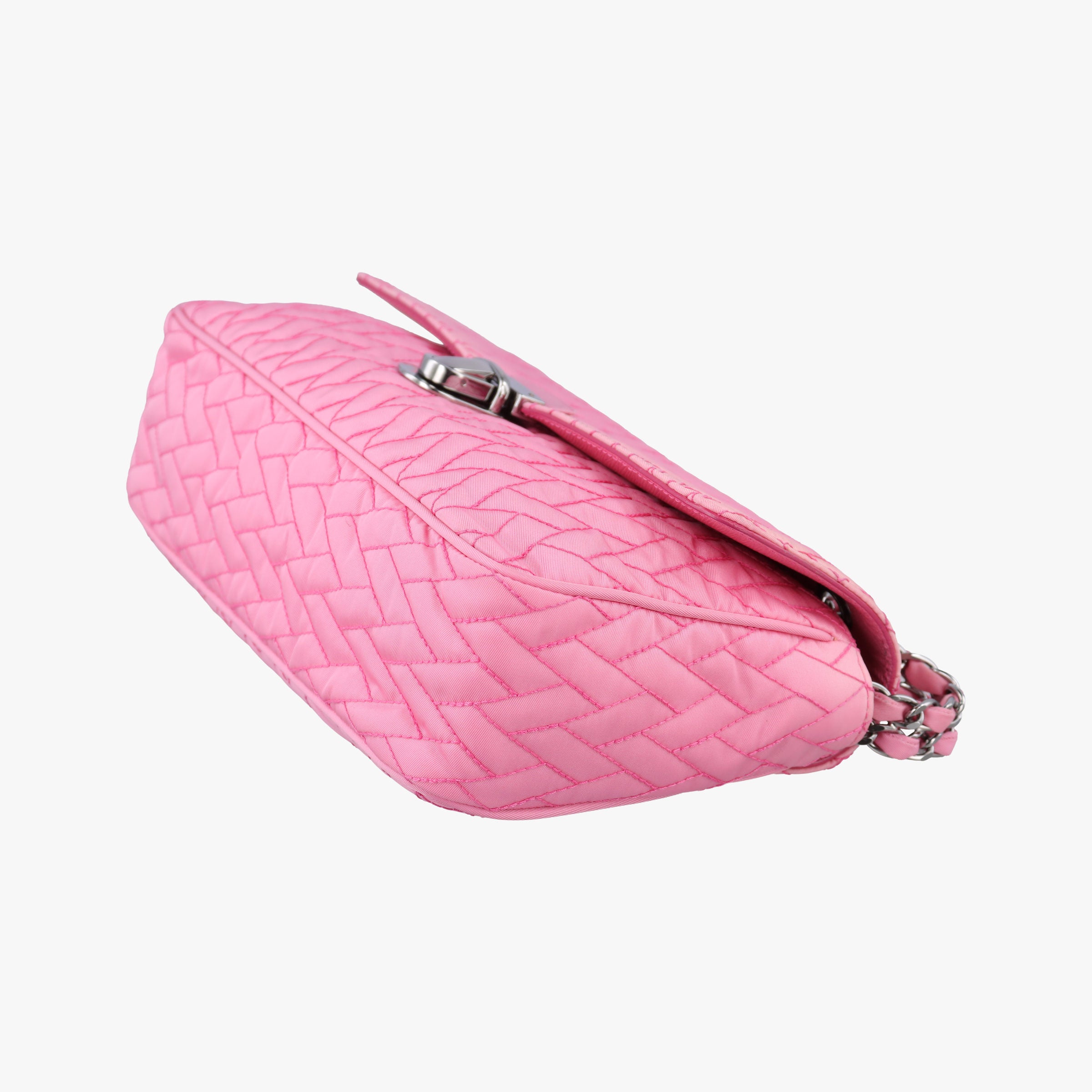 Pre-owned Prada Tessuto Impunture Push Lock Opale nylon 1BD038 shoulderbag | stylenewstar