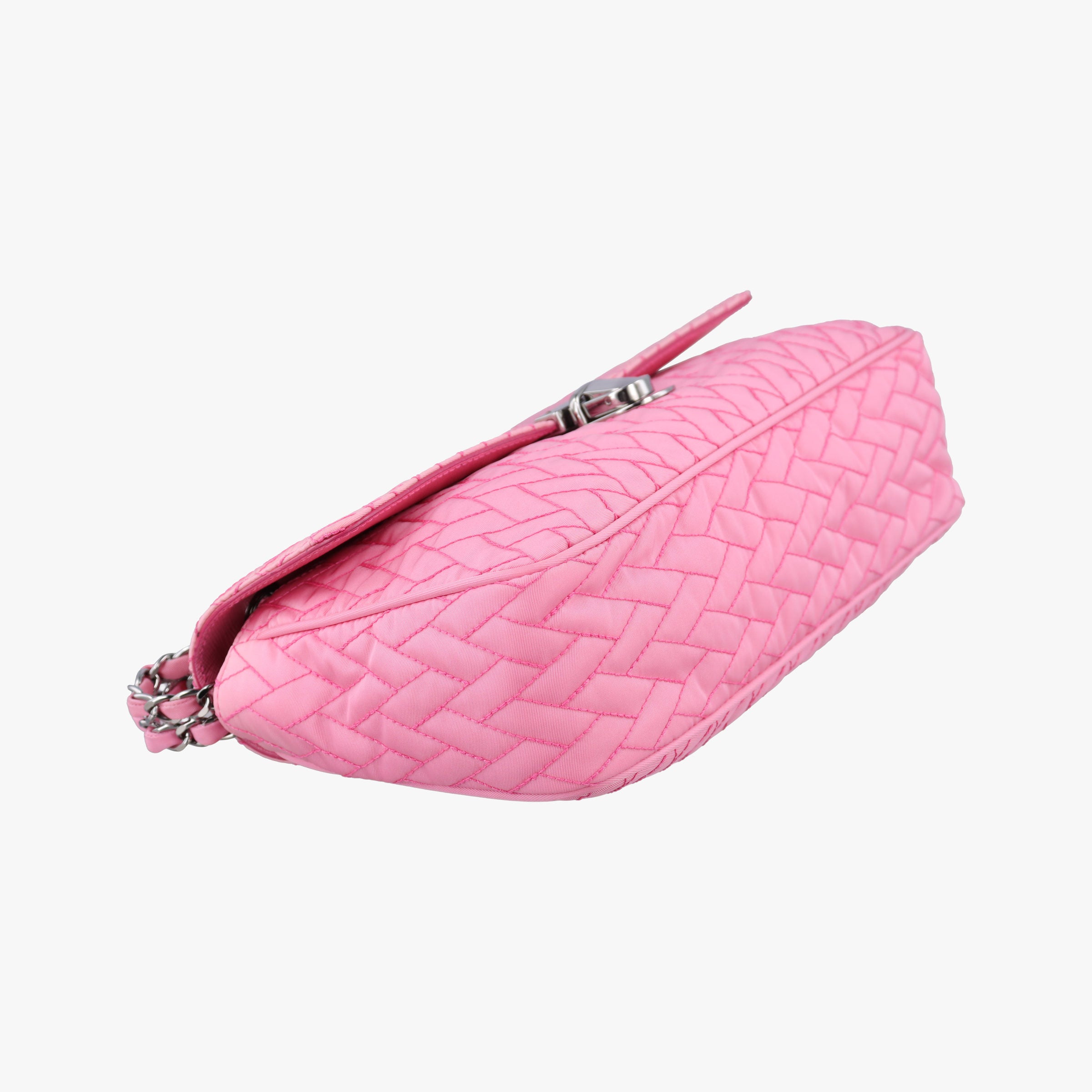 Pre-owned Prada Tessuto Impunture Push Lock Opale nylon 1BD038 shoulderbag | stylenewstar