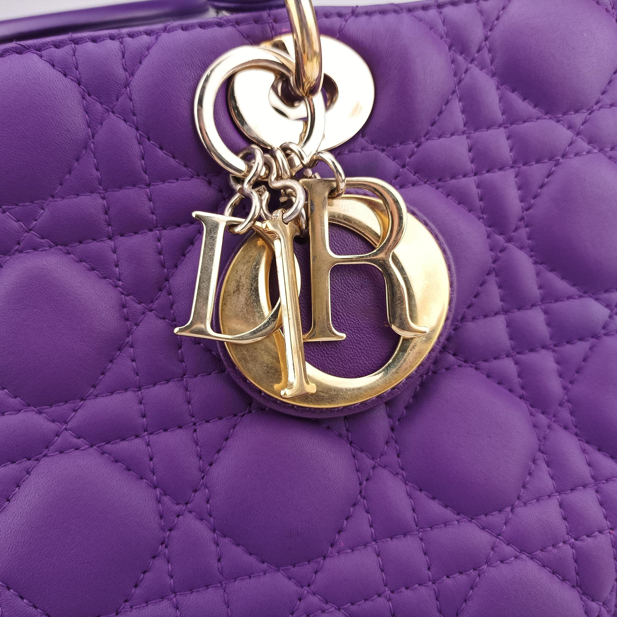 Secondhand Christian Dior Lady Dior Purple lambskin  handbag | stylenewstar