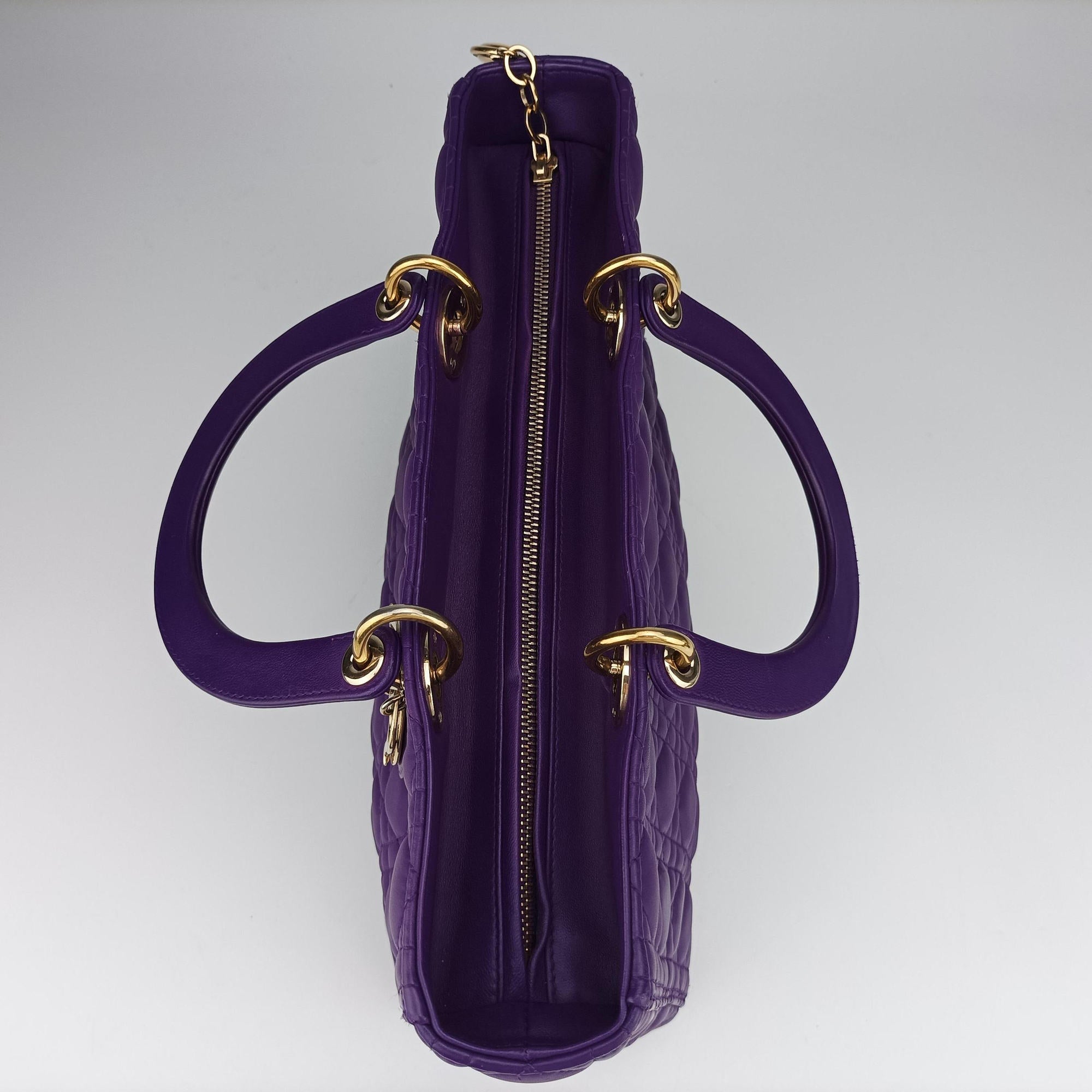 Secondhand Christian Dior Lady Dior Purple lambskin  handbag | stylenewstar