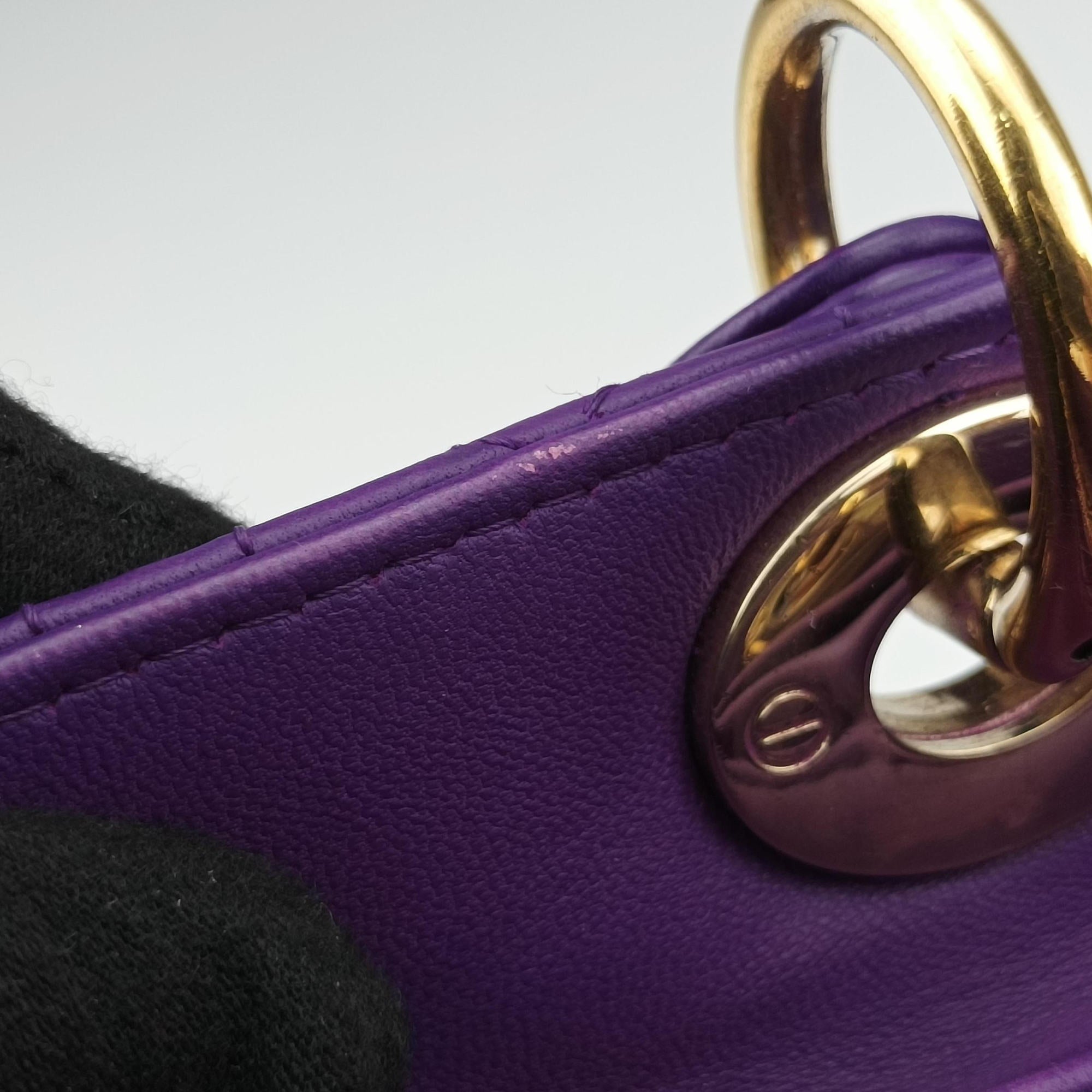 Secondhand Christian Dior Lady Dior Purple lambskin  handbag | stylenewstar