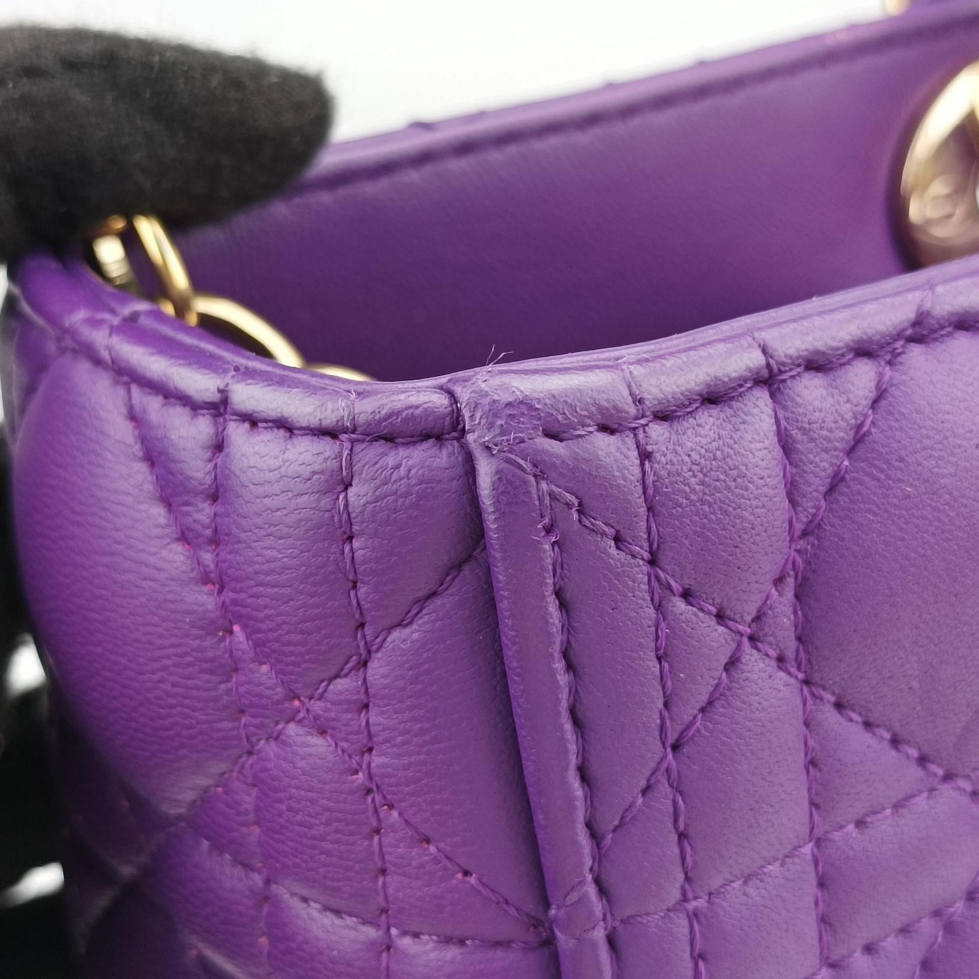 Secondhand Christian Dior Lady Dior Purple lambskin  handbag | stylenewstar