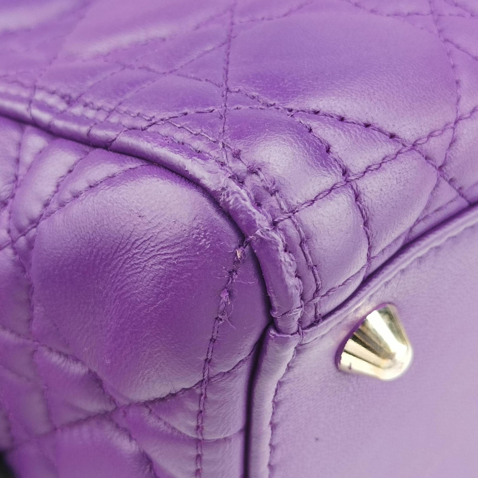 Secondhand Christian Dior Lady Dior Purple lambskin  handbag | stylenewstar