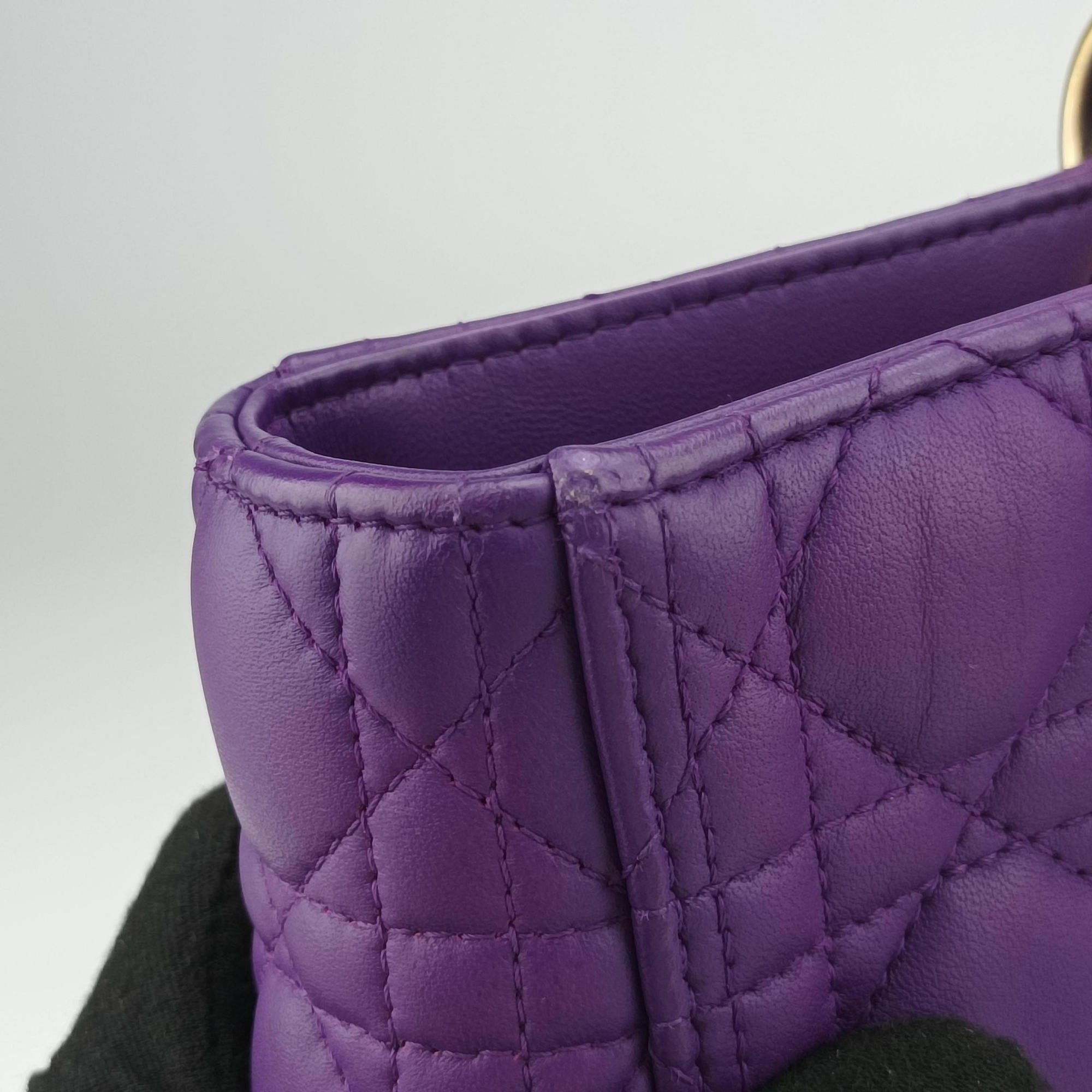 Secondhand Christian Dior Lady Dior Purple lambskin  handbag | stylenewstar