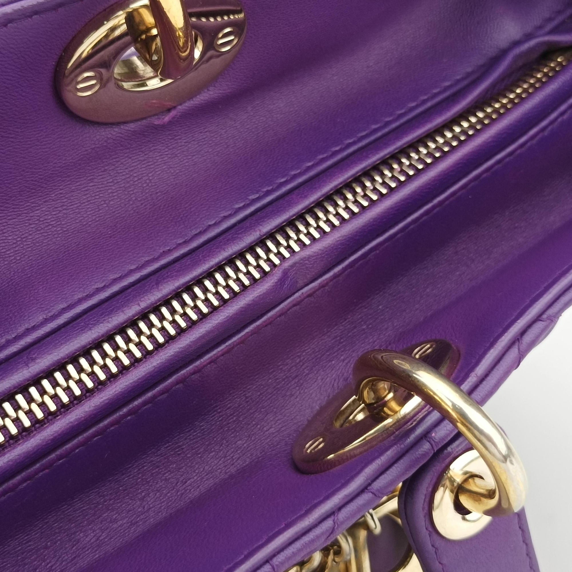 Secondhand Christian Dior Lady Dior Purple lambskin  handbag | stylenewstar