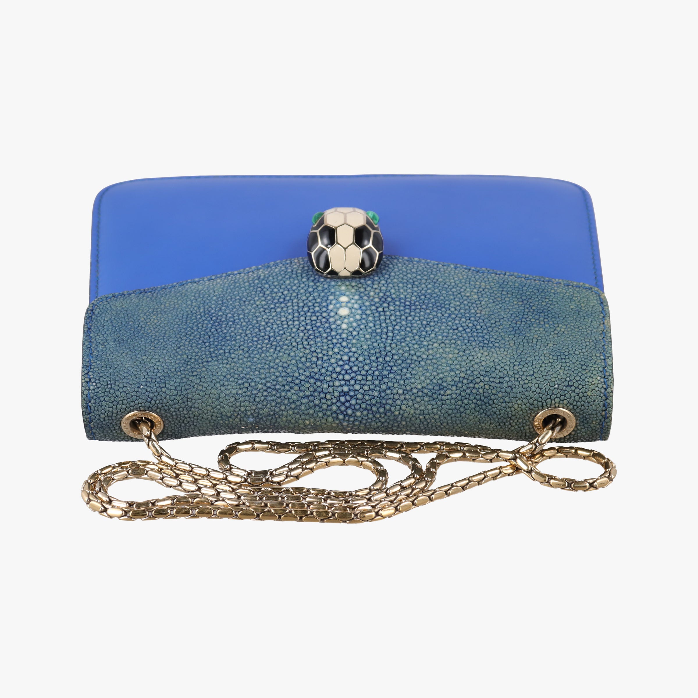 Vintage Bvlgari SERPENTI FOREVER Blue Galuchat Skin×Leather  shoulderbag | stylenewstar