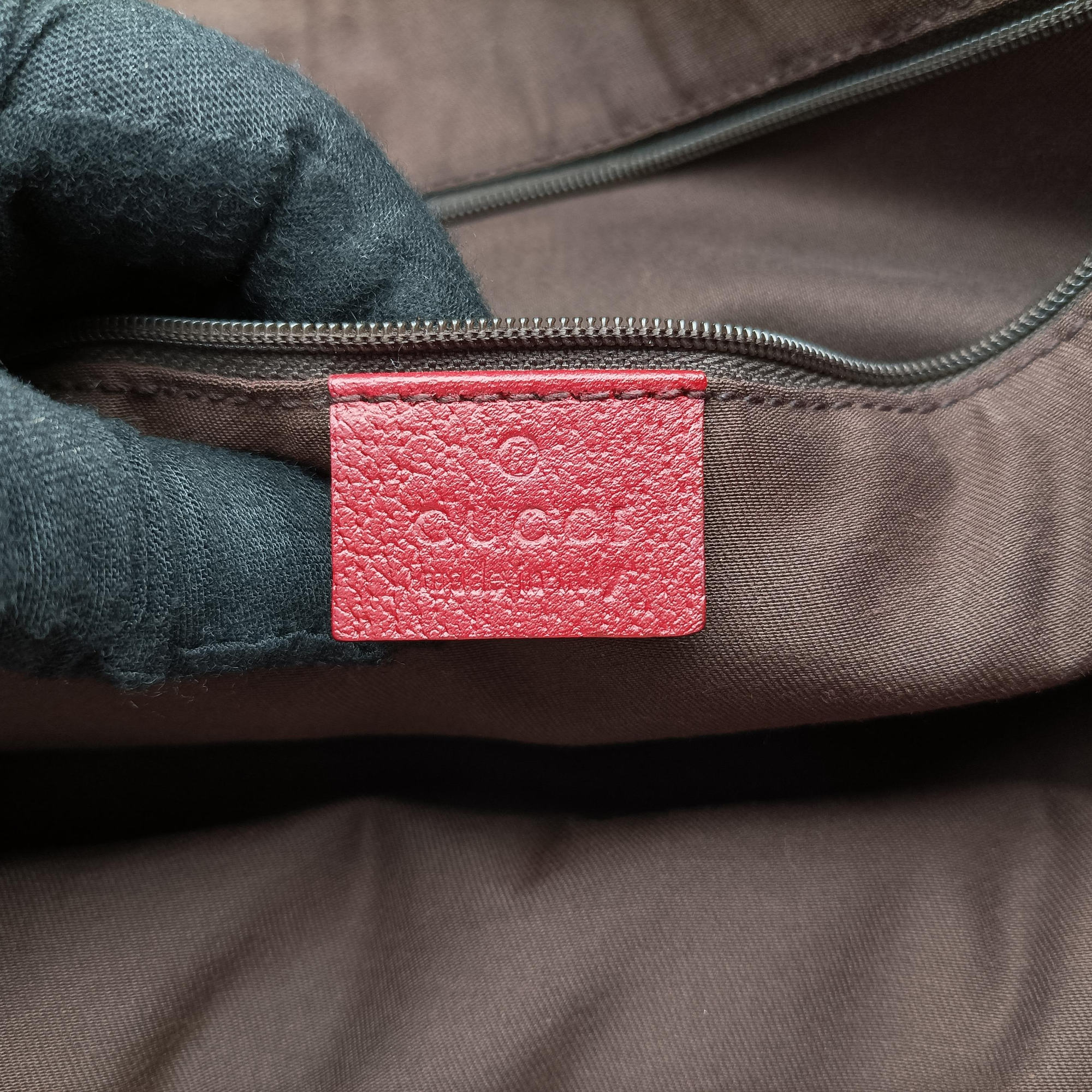 Pre-owned Gucci GG Supreme Beige × Red GG Canvas×Leather 161719 handbag | stylenewstar
