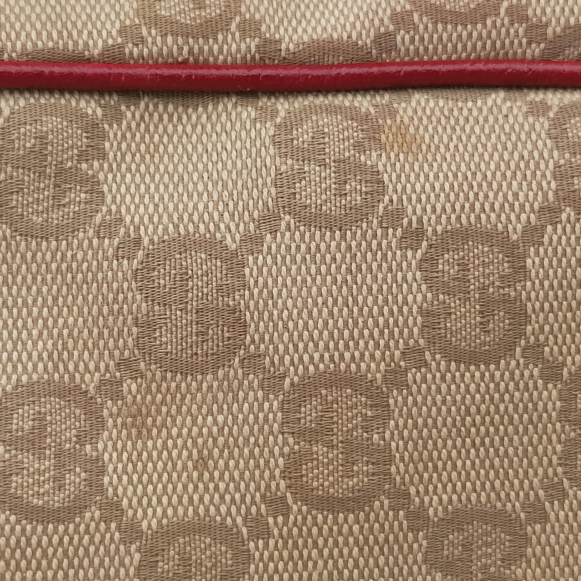 Pre-owned Gucci GG Supreme Beige × Red GG Canvas×Leather 161719 handbag | stylenewstar