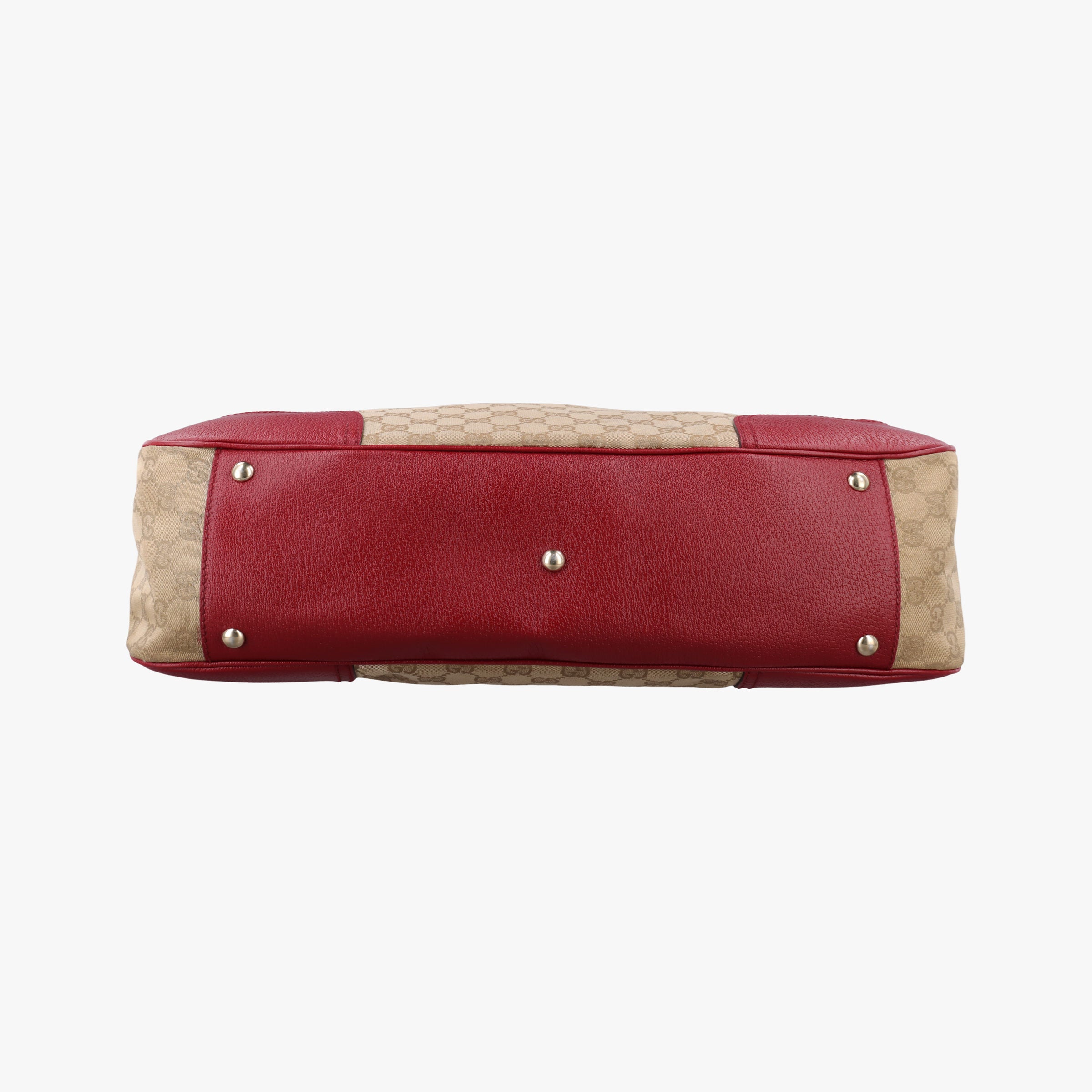 Pre-owned Gucci GG Supreme Beige × Red GG Canvas×Leather 161719 handbag | stylenewstar