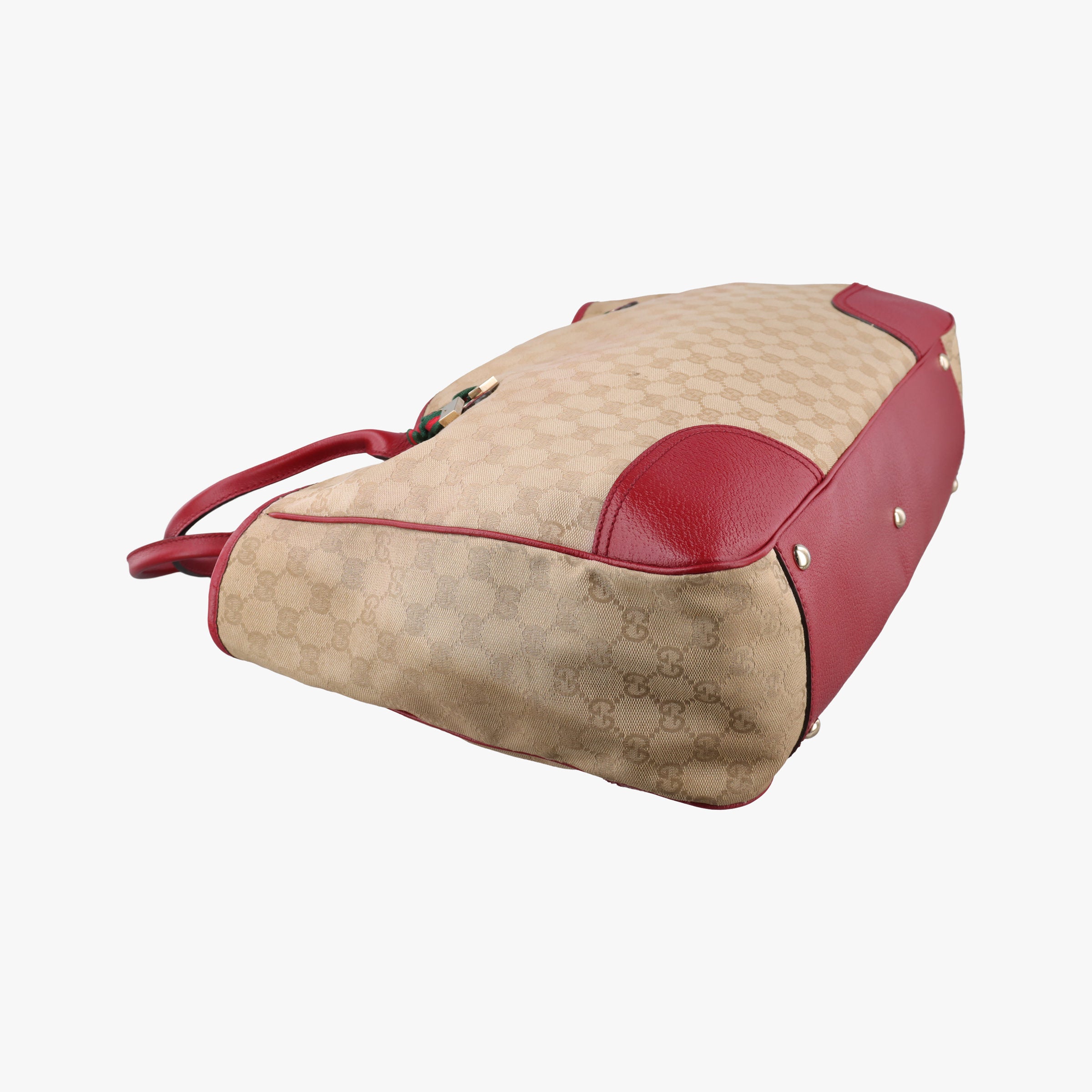 Pre-owned Gucci GG Supreme Beige × Red GG Canvas×Leather 161719 handbag | stylenewstar
