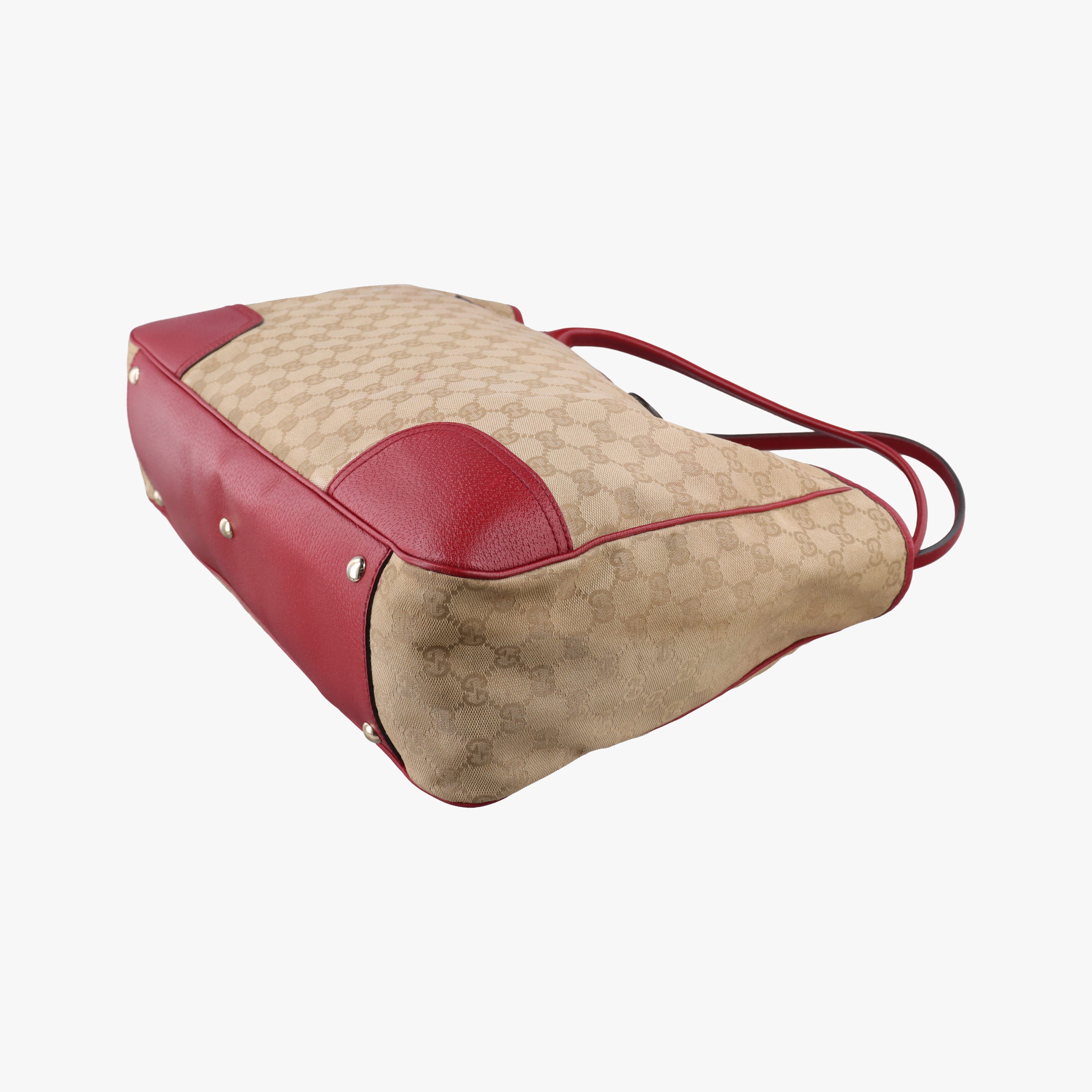 Pre-owned Gucci GG Supreme Beige × Red GG Canvas×Leather 161719 handbag | stylenewstar