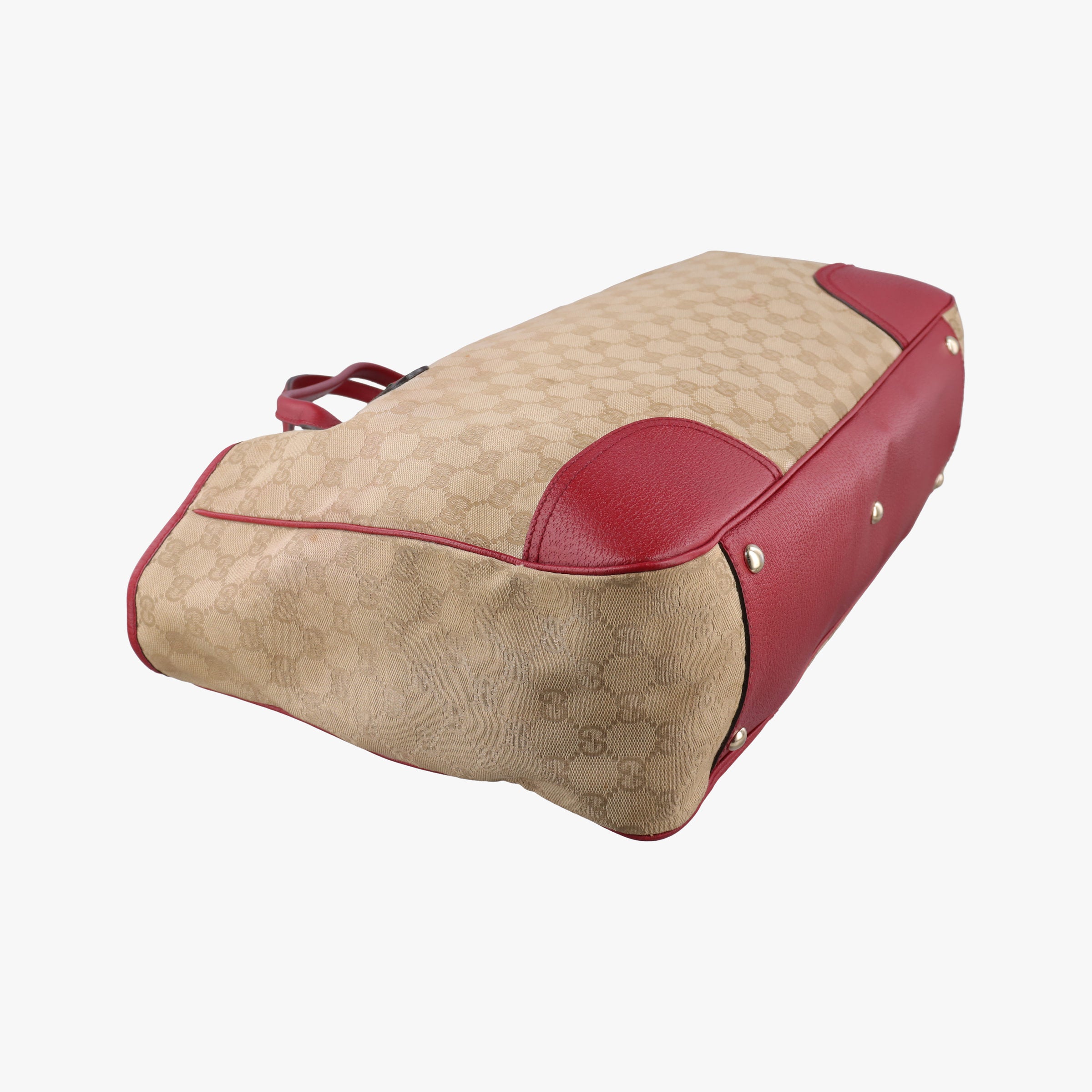 Pre-owned Gucci GG Supreme Beige × Red GG Canvas×Leather 161719 handbag | stylenewstar
