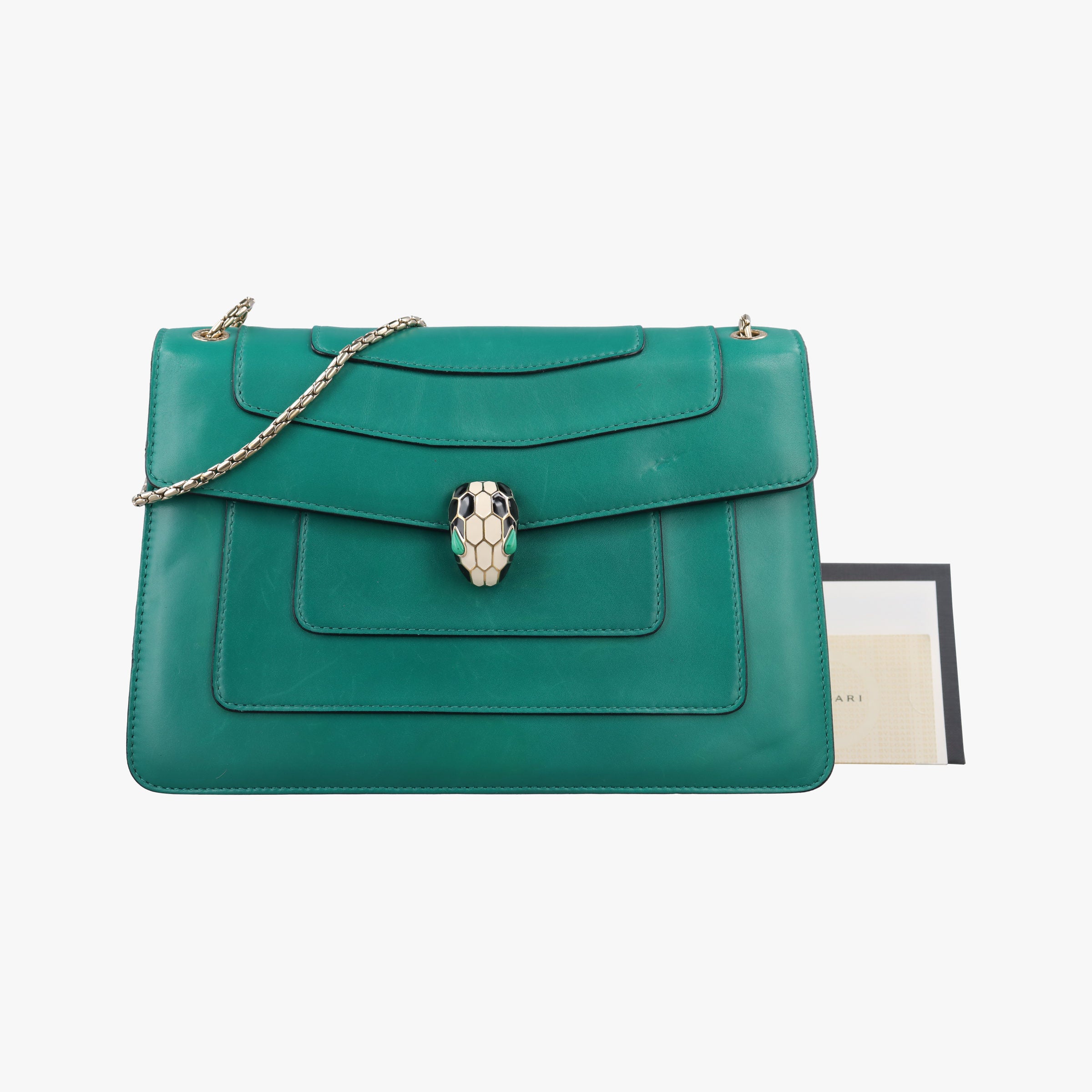 Pre-owned Bvlgari SERPENTI FOREVER Green leather  shoulderbag | stylenewstar